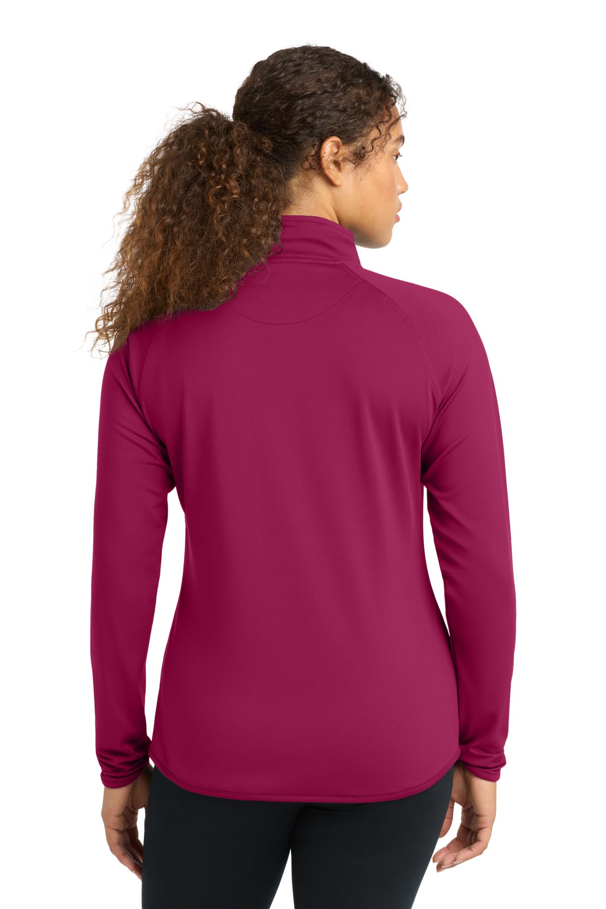 Pink Rush Sport-Tek Women's Sport-Wick Stretch 1/4-Zip Pullover. LST850
