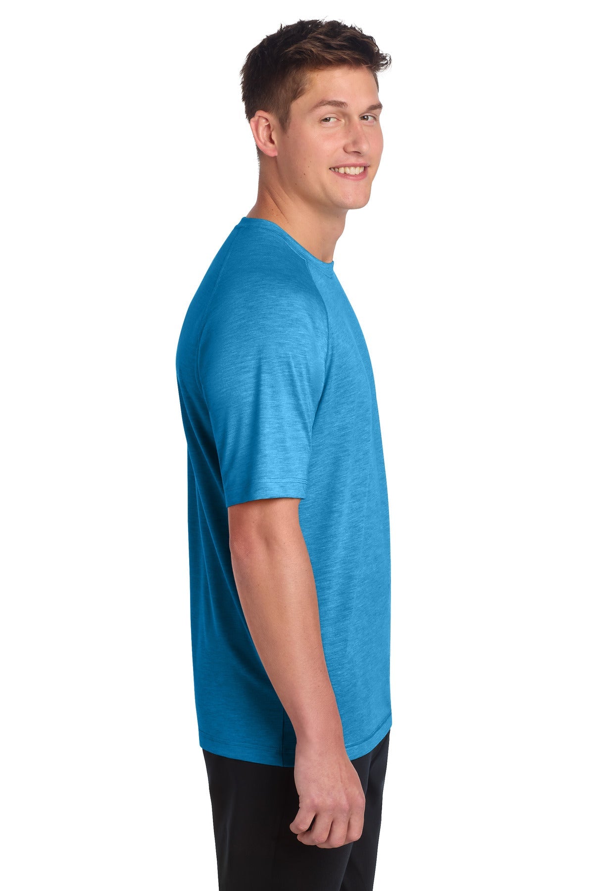 Pond Blue Hthr Sport-Tek PosiCharge Tri-Blend Wicking Raglan Tee. ST400