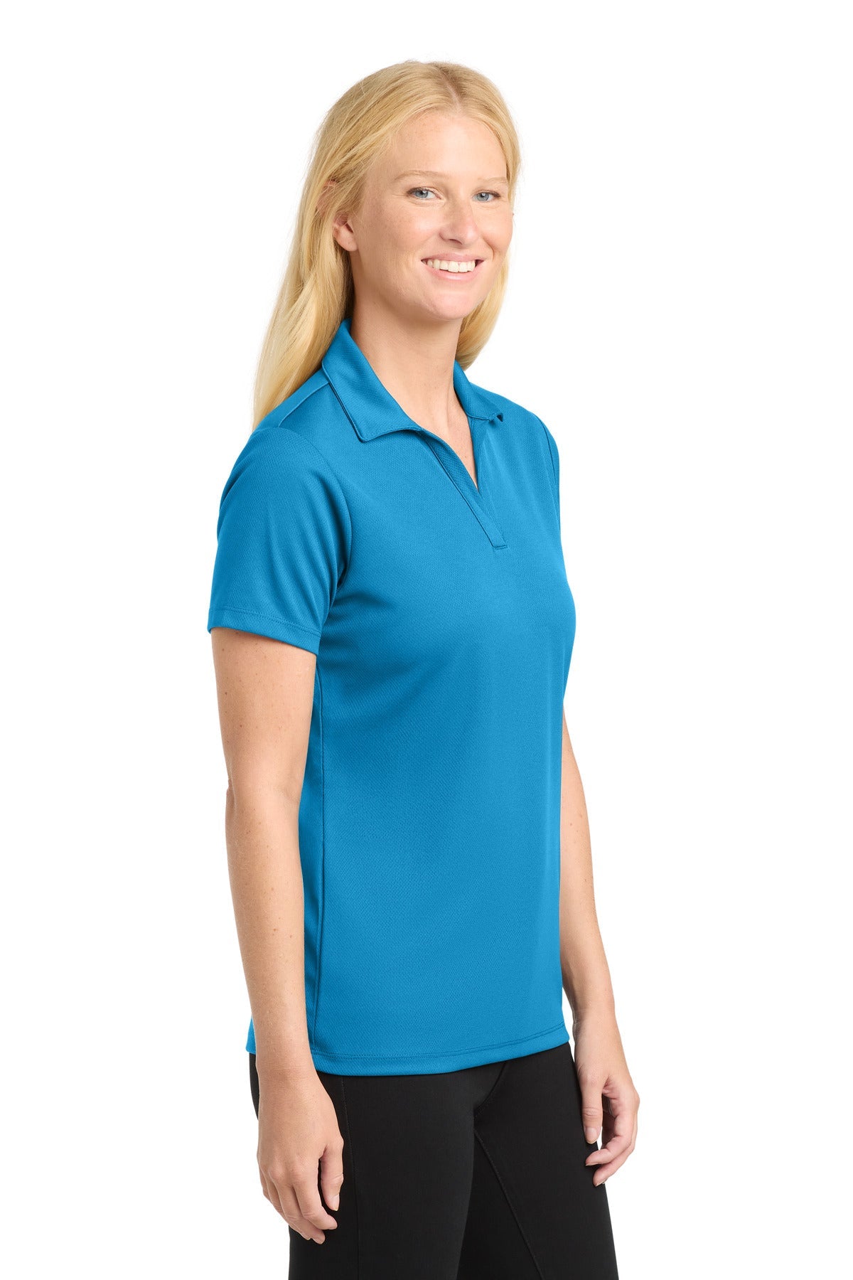 Pond Blue Sport-Tek Women's PosiCharge RacerMesh Polo. LST640