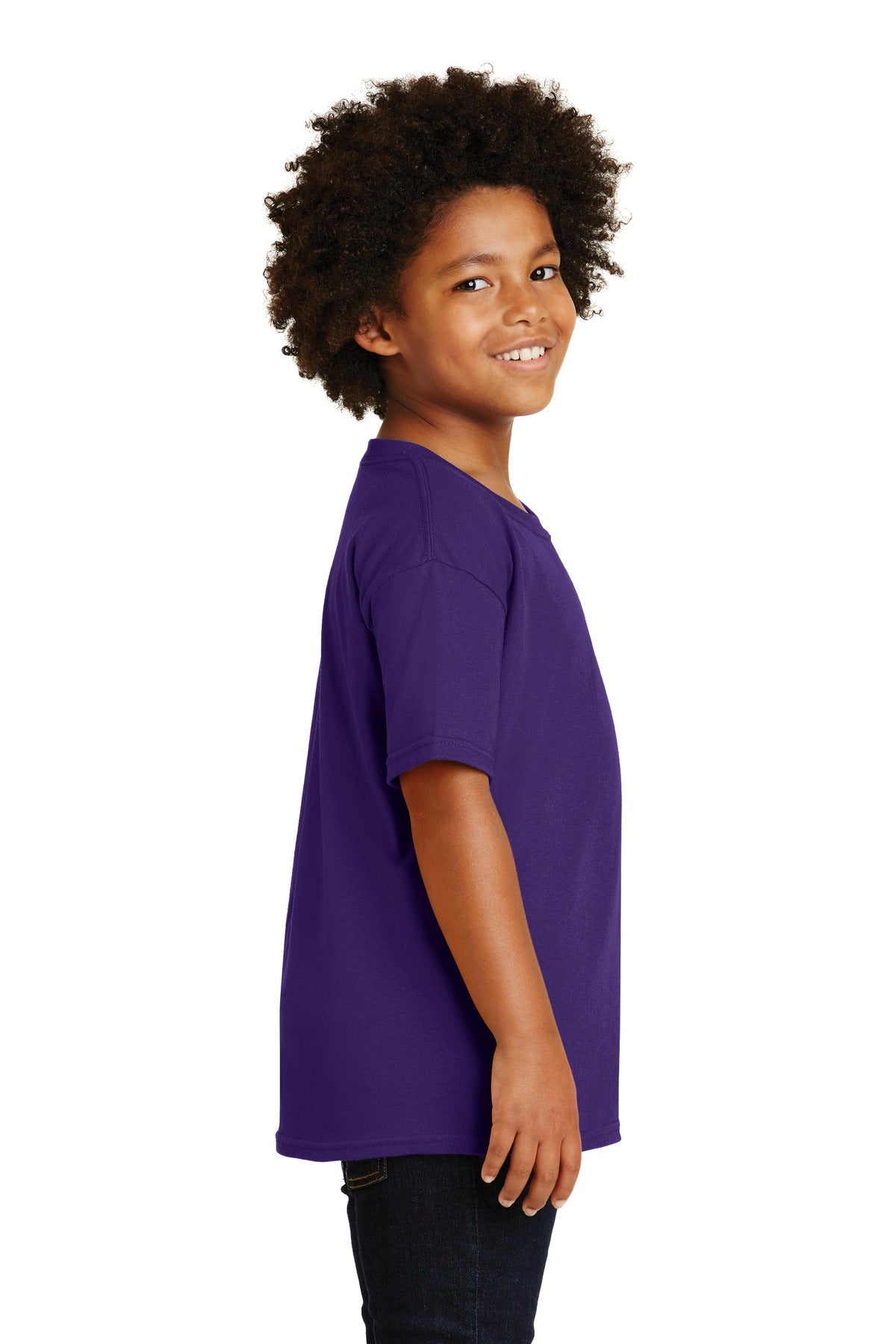 Purple Gildan - Youth Heavy Cotton 100% Cotton T-Shirt. 5000B