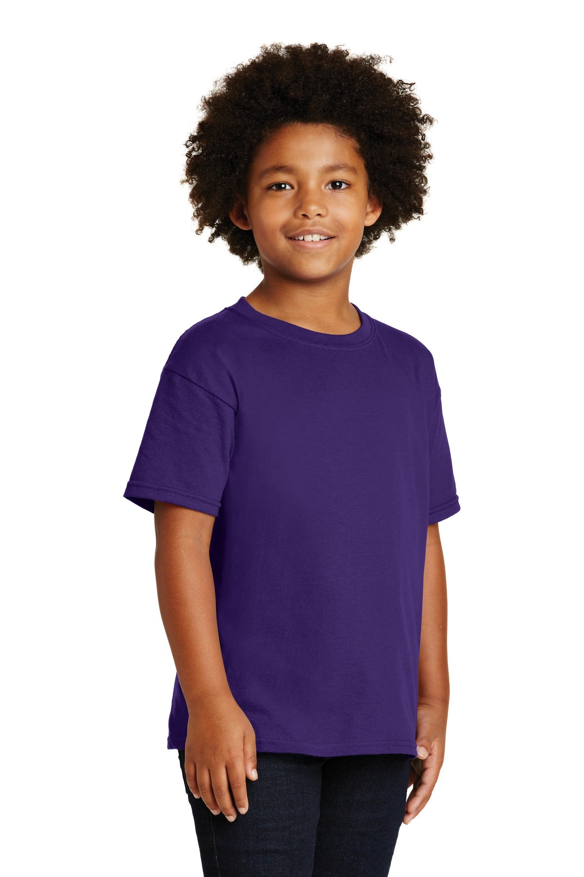 Purple Gildan - Youth Heavy Cotton 100% Cotton T-Shirt. 5000B