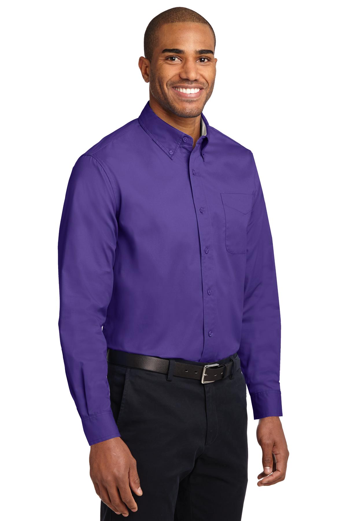 Purple Port Authority Long Sleeve Easy Care Shirt S608