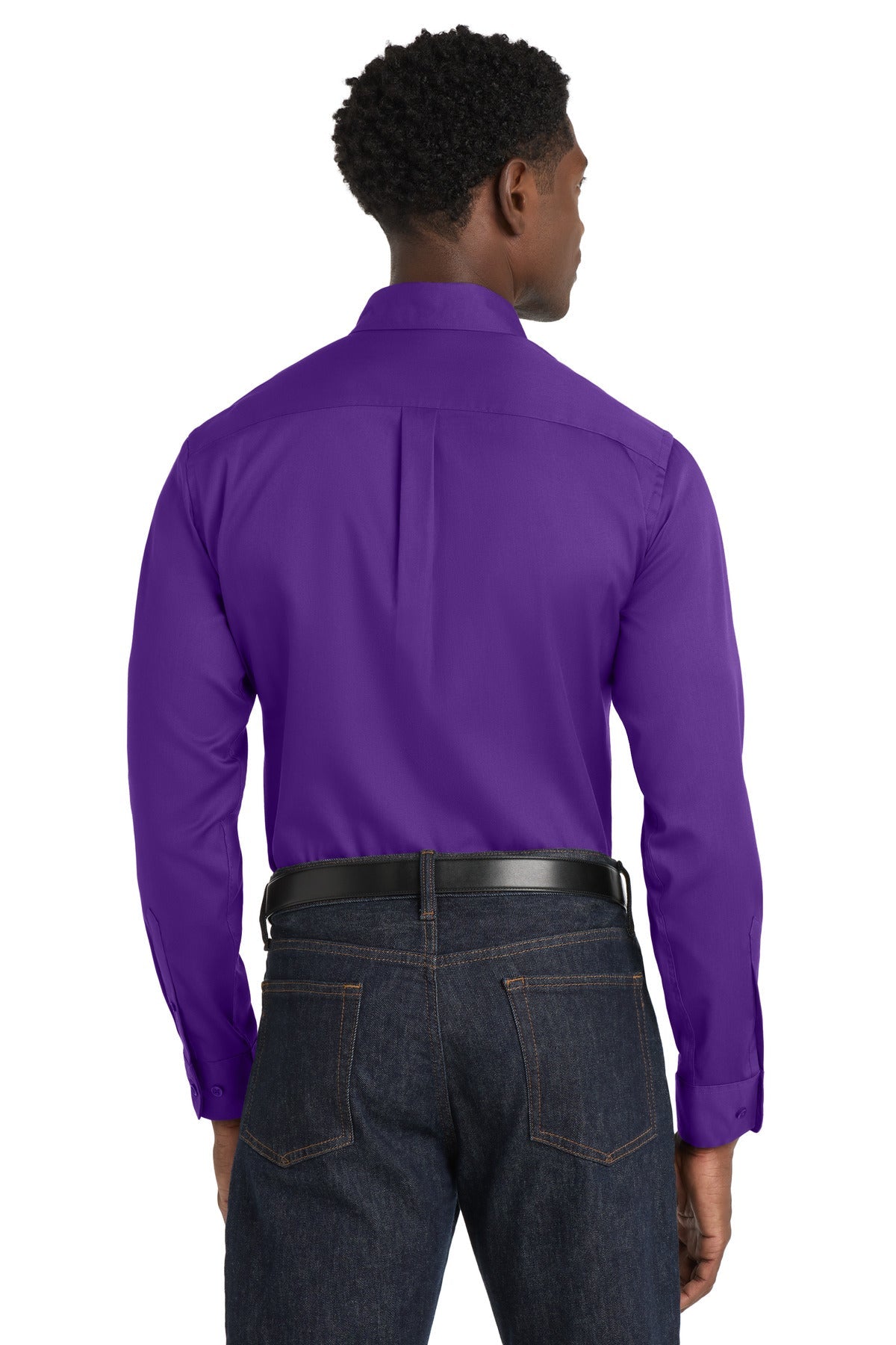 Purple Port Authority Long Sleeve SuperPro React Twill Shirt. W808