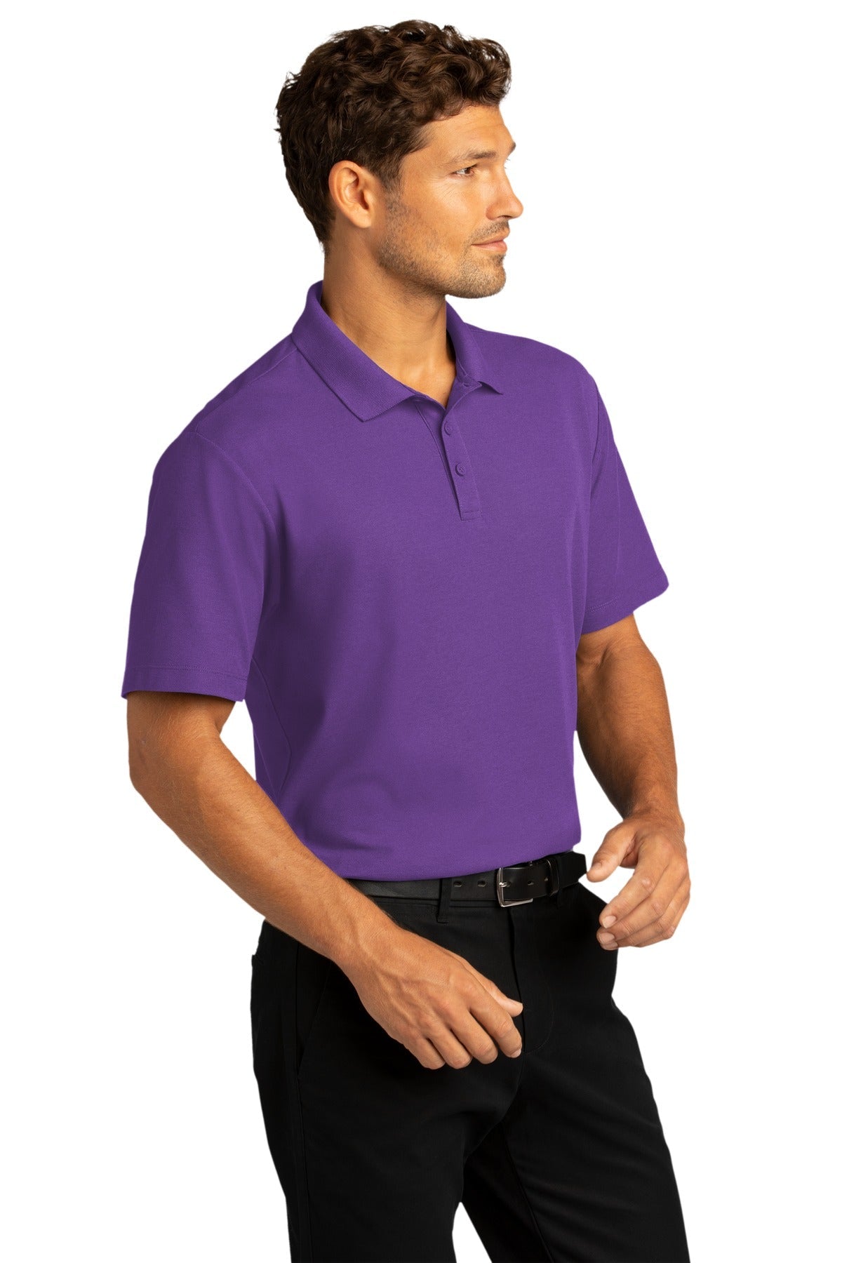 Purple Port Authority SuperPro React Polo. K810