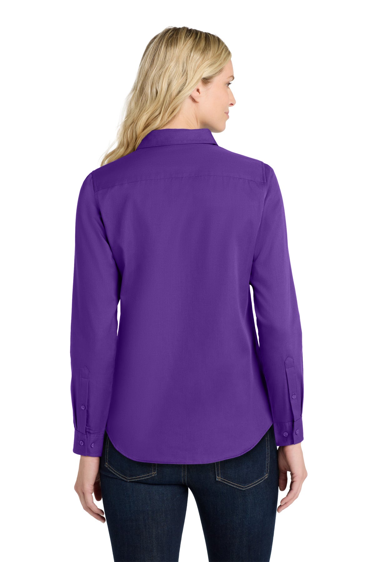 Purple Port Authority Women's Long Sleeve SuperPro React Twill Shirt. LW808