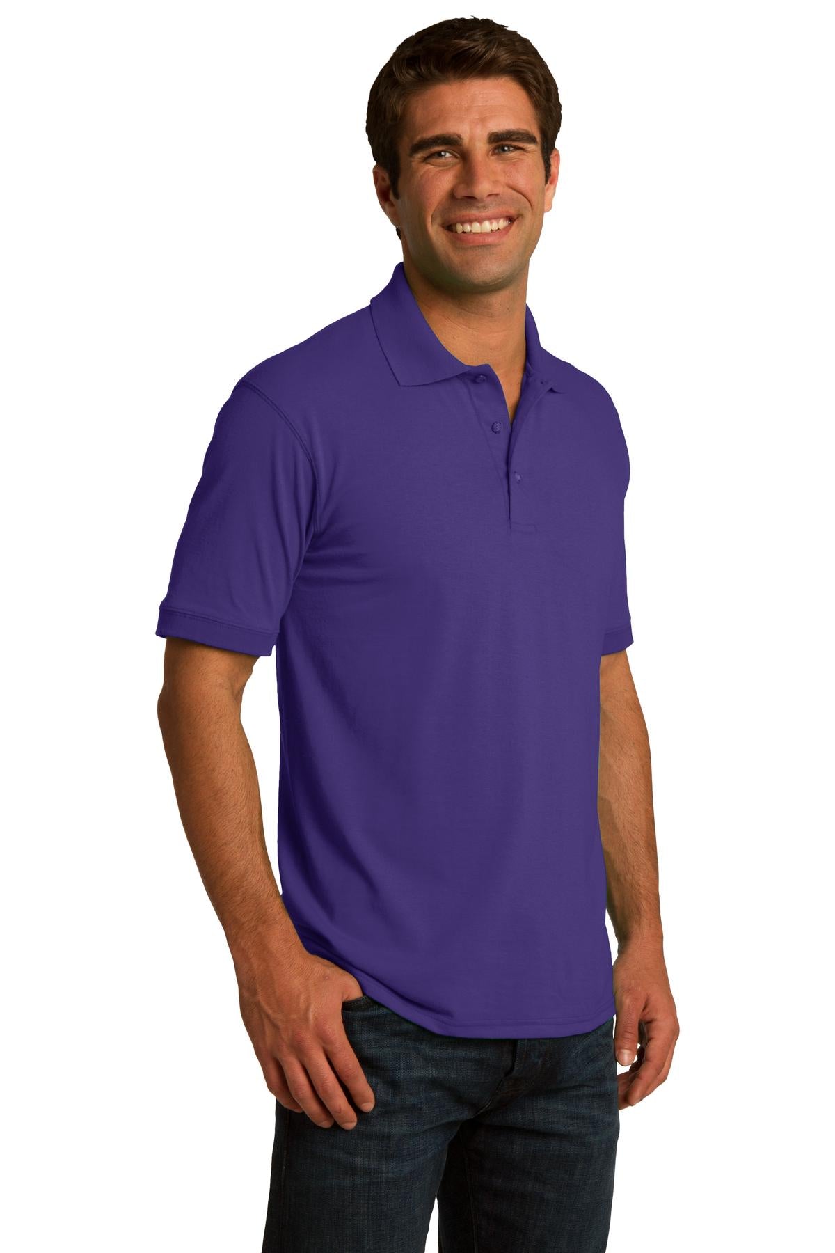 Purple Port & Co Core Blend Jersey Knit Polo. KP55