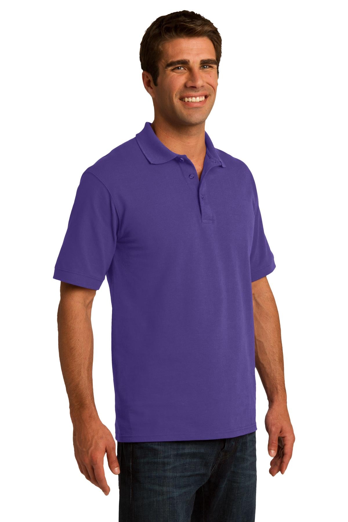 Purple Port & Co Core Blend Pique Polo. KP155