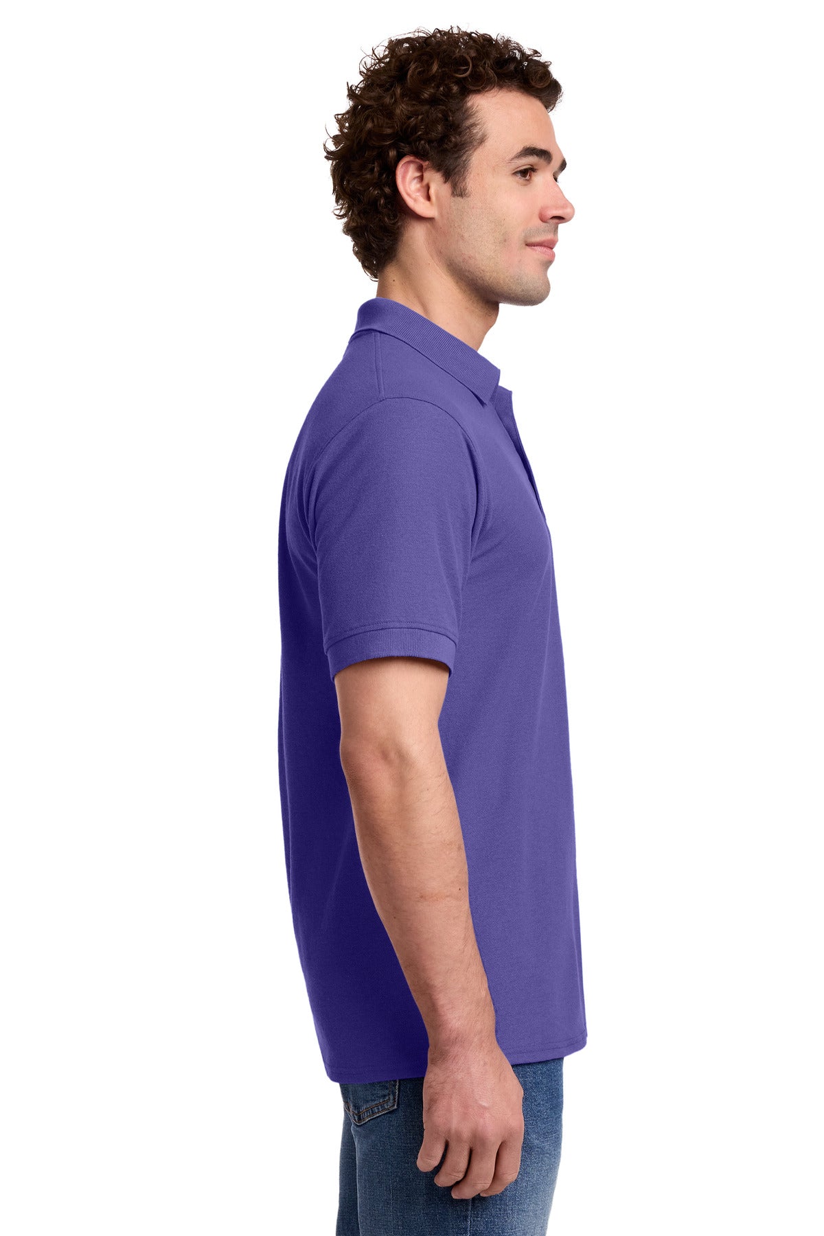 Purple Port & Co Core Blend Pique Polo. KP155