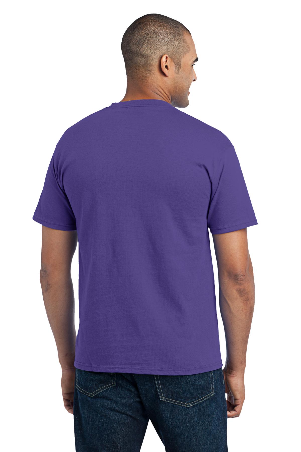 Purple Port & Co Core Blend Pocket Tee. PC55P