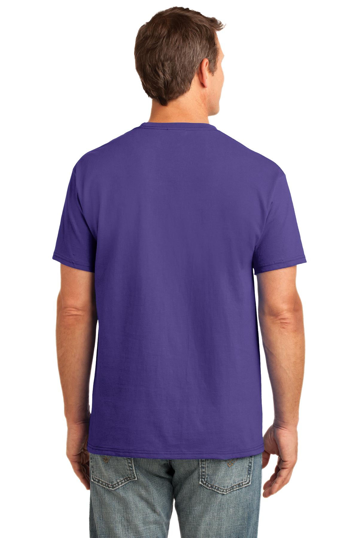 Purple Port & Co Core Cotton Pocket Tee. PC54P