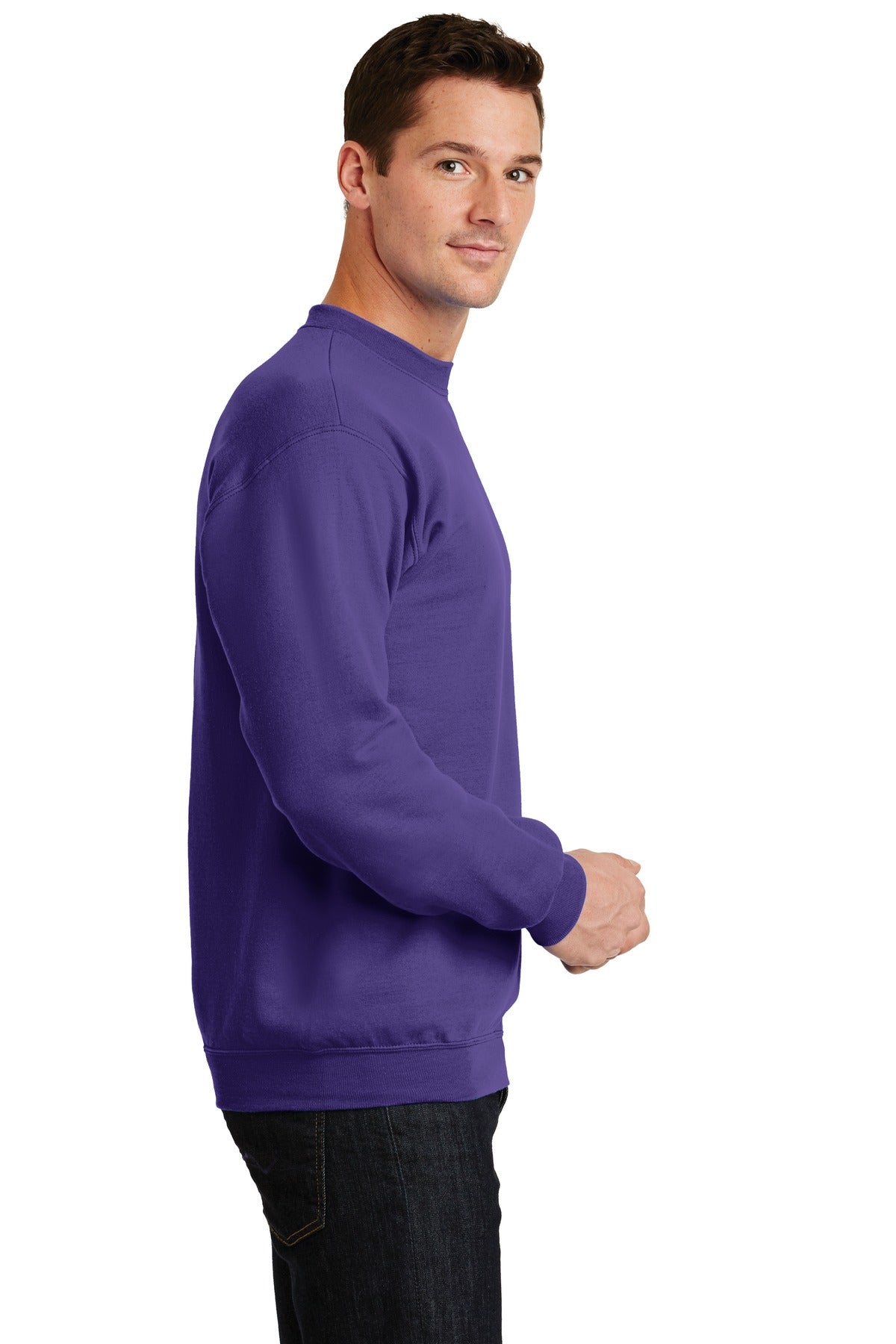 Purple Port & Co Core Fleece Crewneck Sweatshirt. PC78