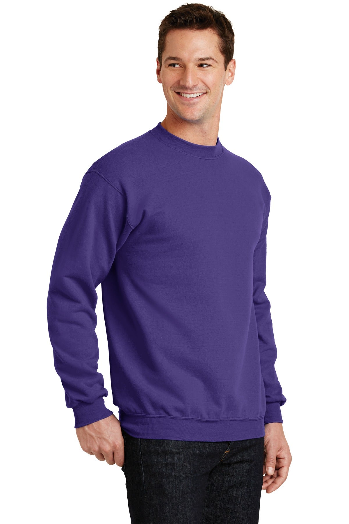 Purple Port & Co Core Fleece Crewneck Sweatshirt. PC78