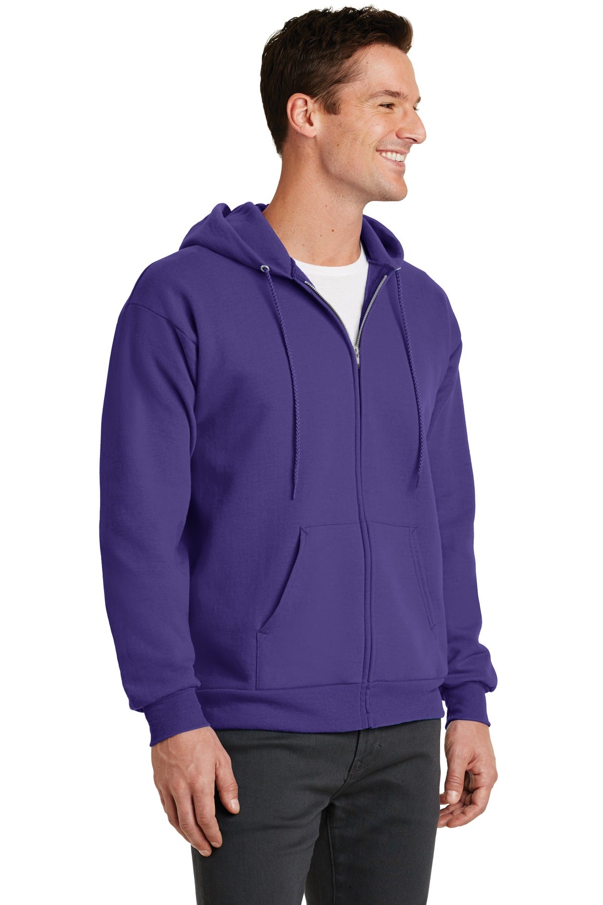 Purple Port & Co Core Fleece Full-Zip Hooded Sweatshirt. PC78ZH