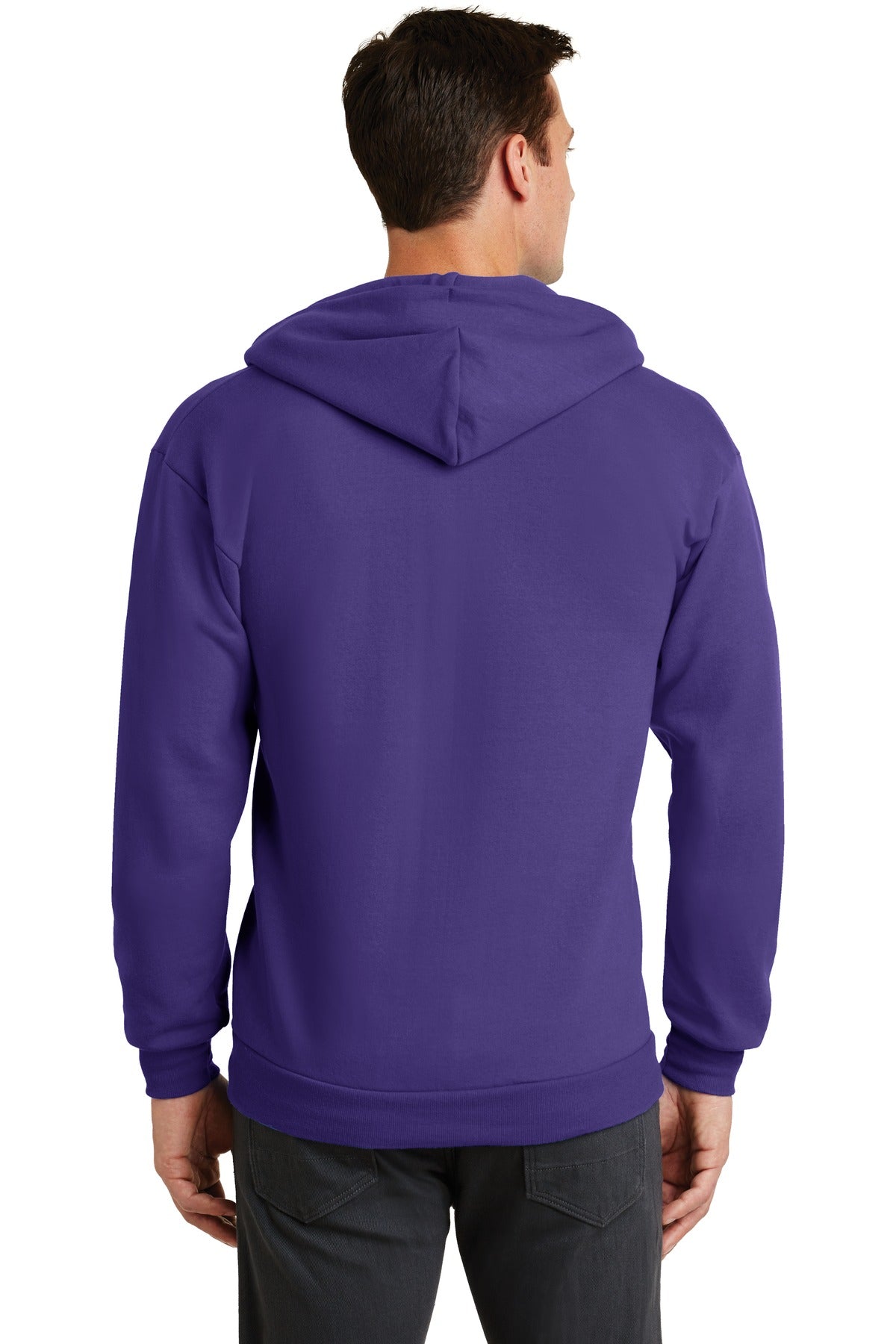 Purple Port & Co Core Fleece Full-Zip Hooded Sweatshirt. PC78ZH