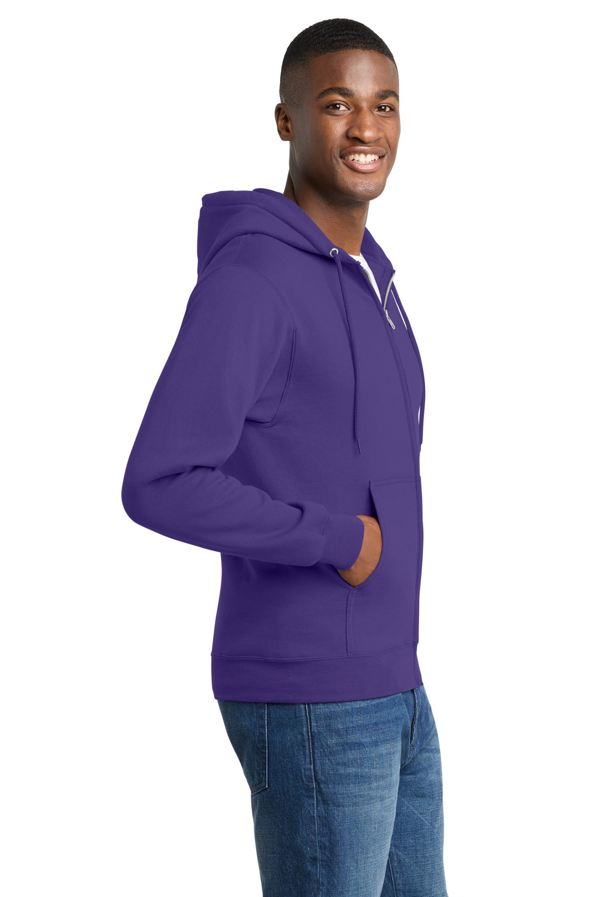 Purple Port & Co Core Fleece Full-Zip Hooded Sweatshirt. PC78ZH
