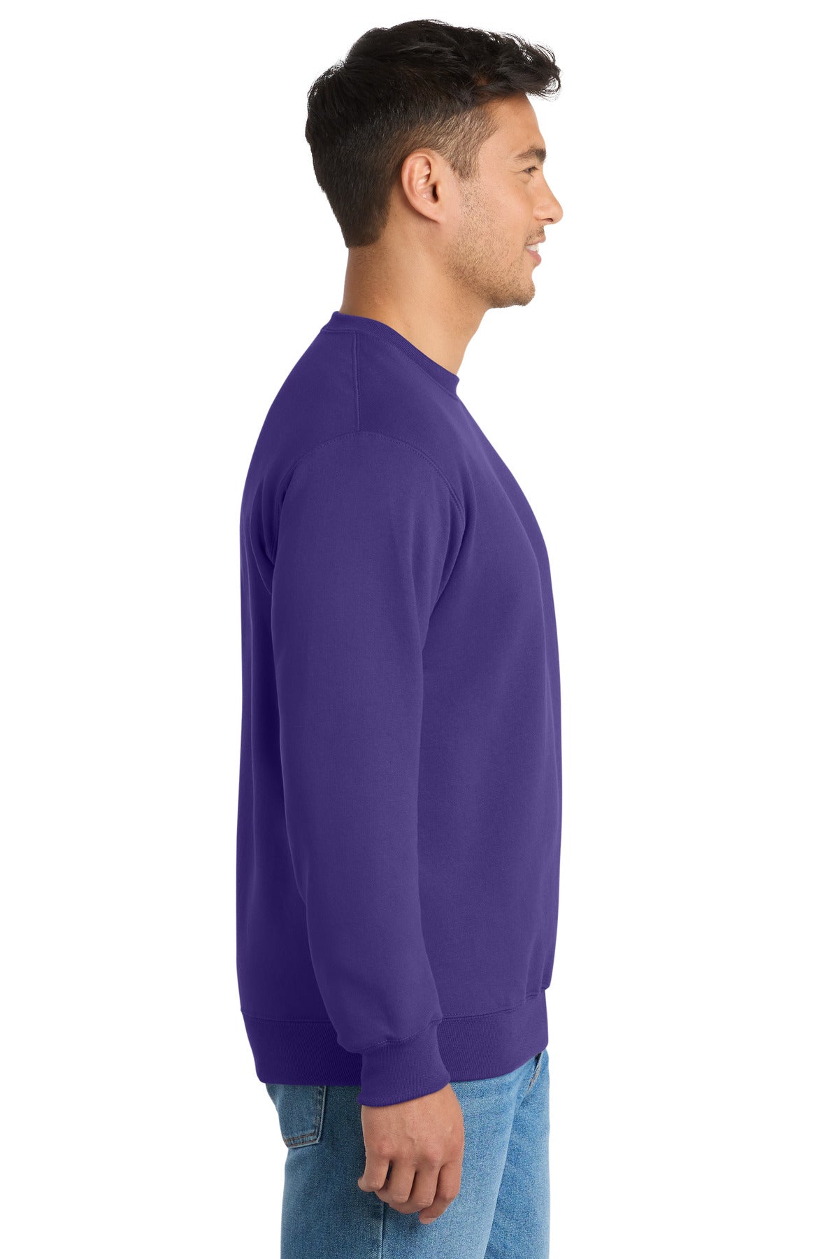 Purple Port & Co Essential Fleece Crewneck Sweatshirt. PC90