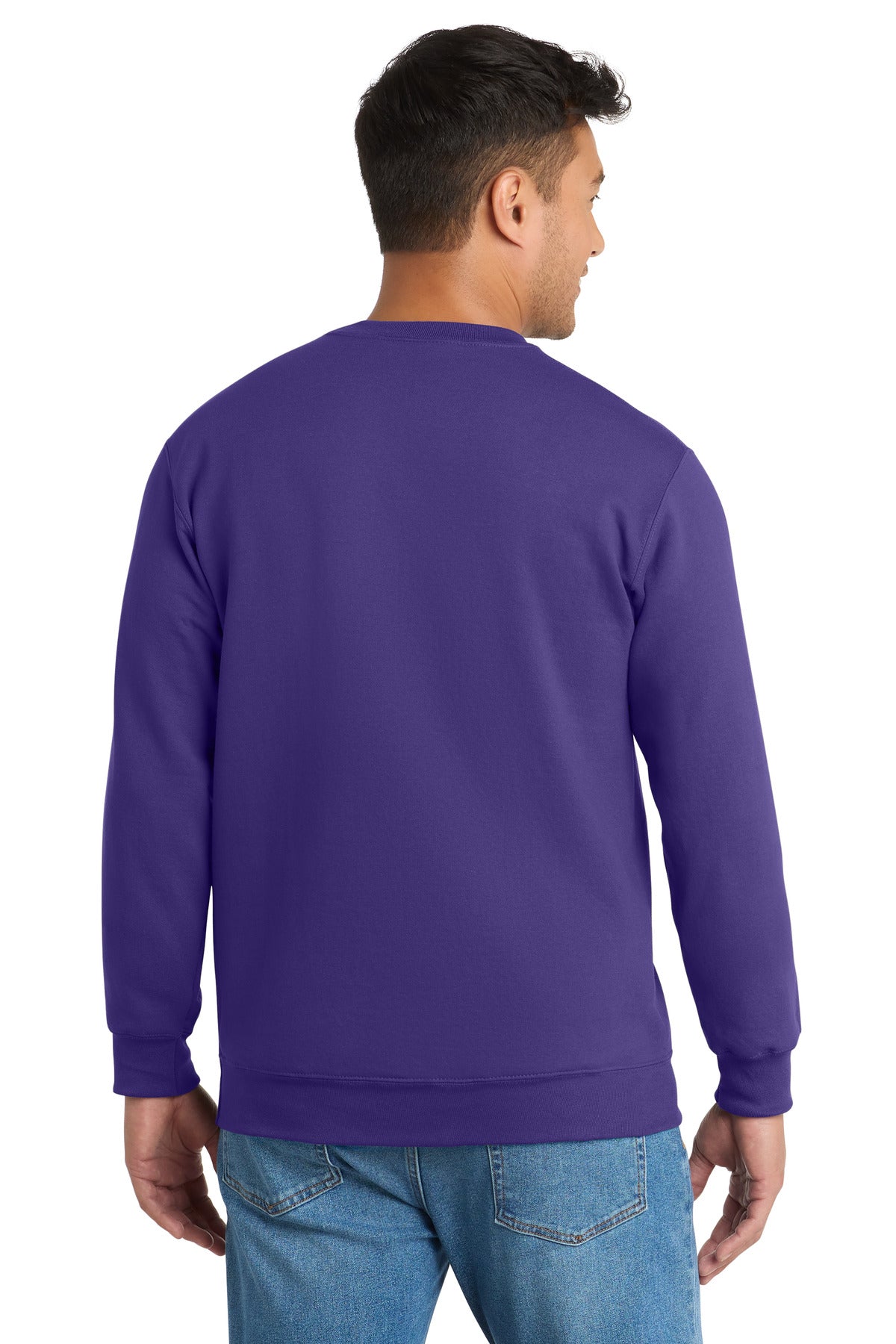 Purple Port & Co Essential Fleece Crewneck Sweatshirt. PC90