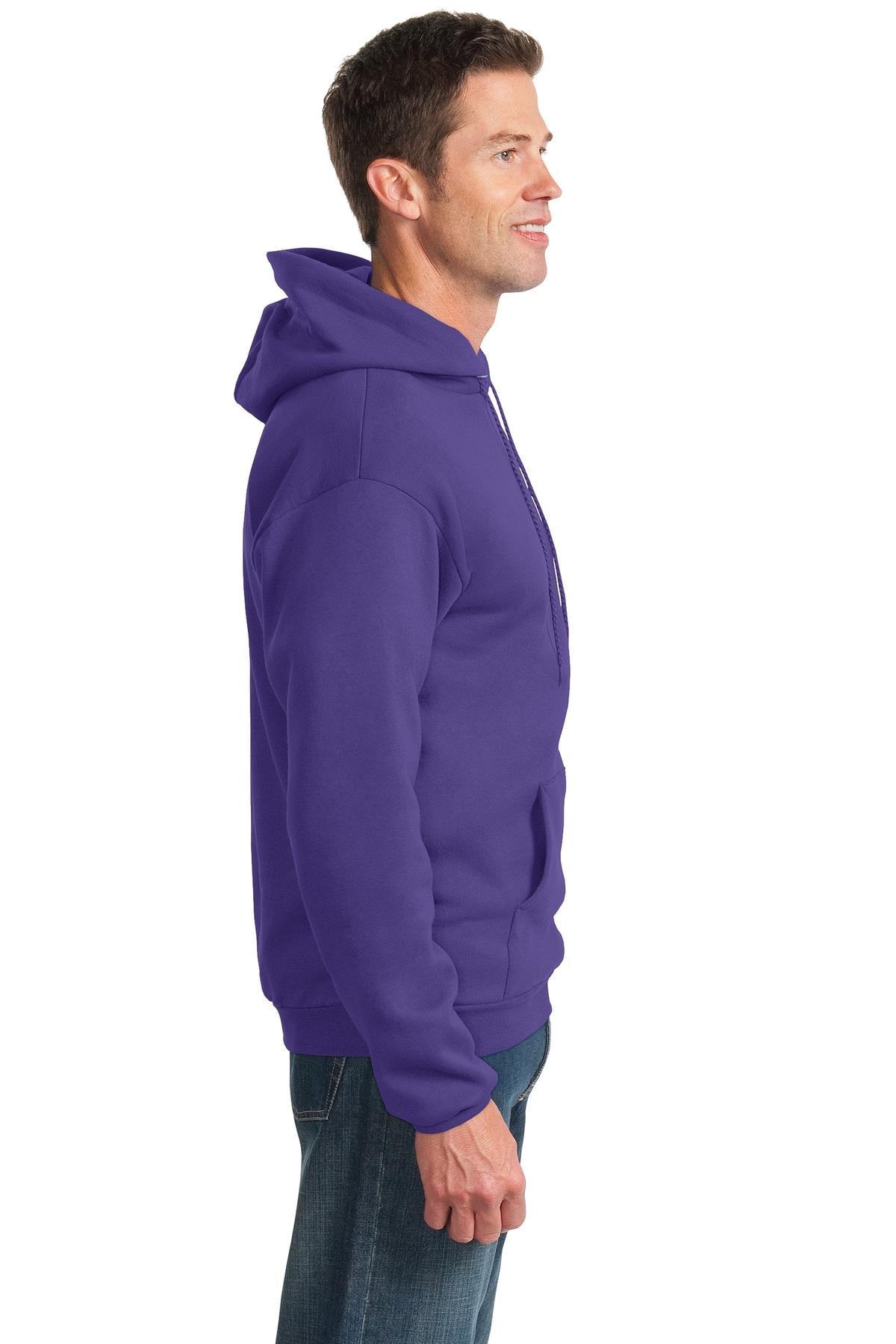 Purple Port & Co Essential Fleece Pullover Hooded Sweatshirt. PC90H
