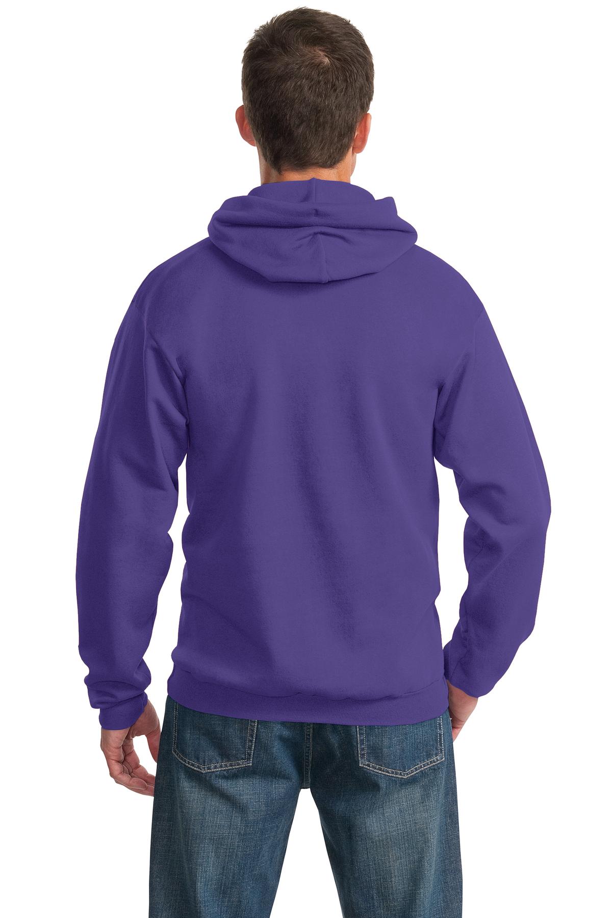 Purple Port & Co Essential Fleece Pullover Hooded Sweatshirt. PC90H