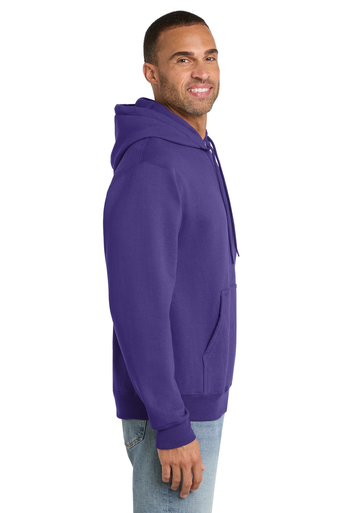 Purple Port & Co Essential Fleece Pullover Hooded Sweatshirt. PC90H