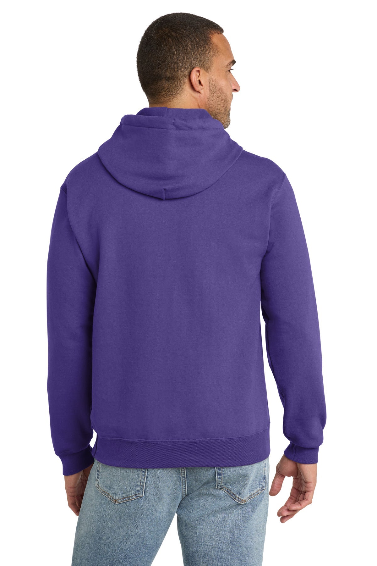 Purple Port & Co Essential Fleece Pullover Hooded Sweatshirt. PC90H