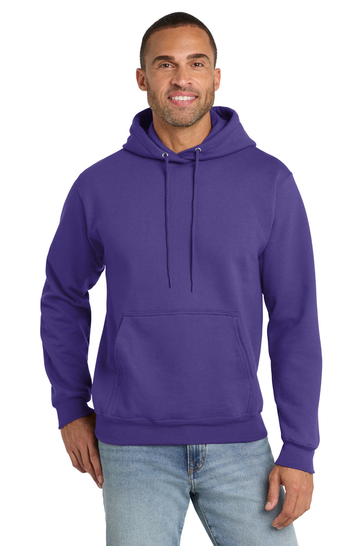 Purple Port & Co Essential Fleece Pullover Hooded Sweatshirt. PC90H