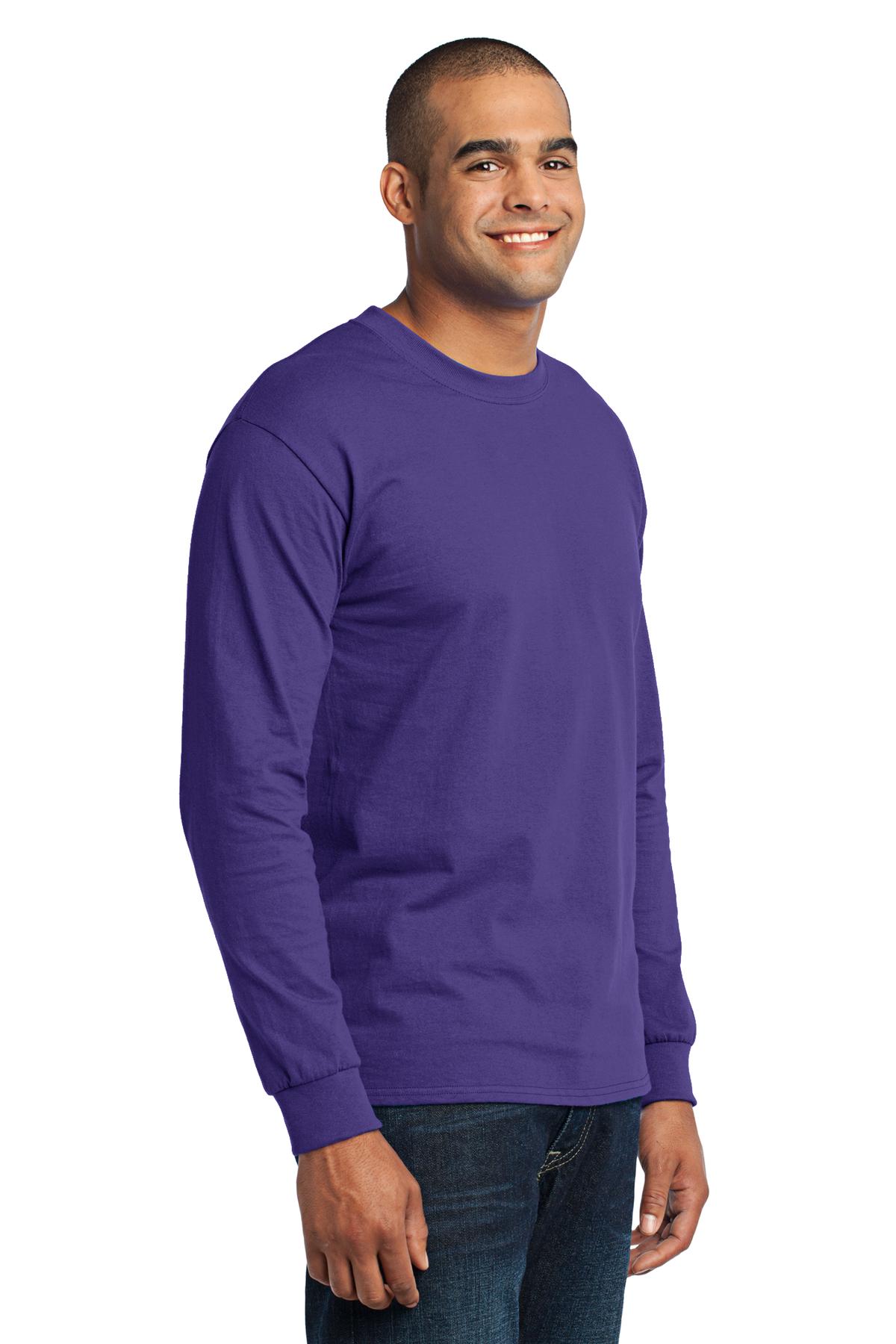 Purple Port & Co Long Sleeve Core Blend Tee. PC55LS