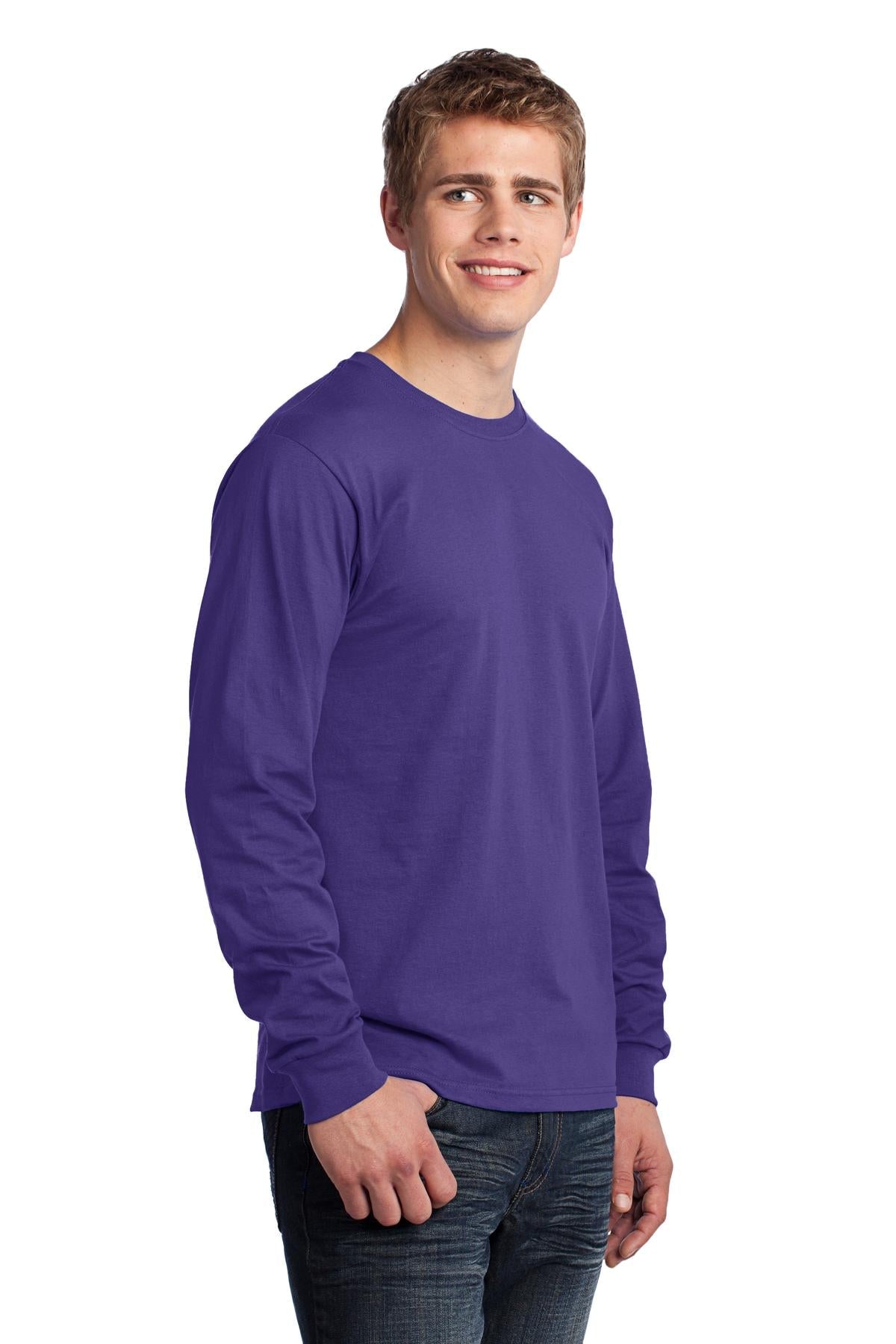 Purple Port & Co Long Sleeve Core Cotton Tee. PC54LS