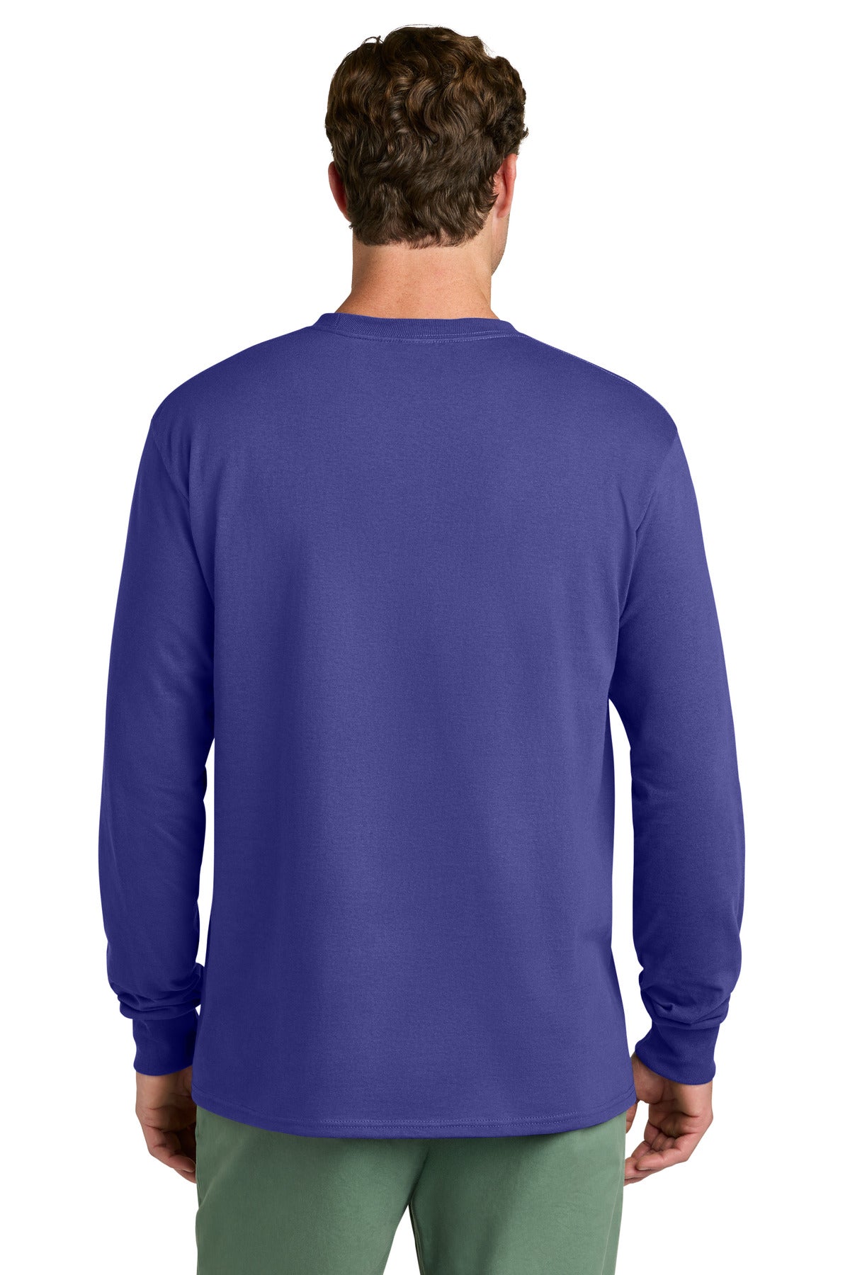 Purple Port & Co Long Sleeve Core Cotton Tee. PC54LS