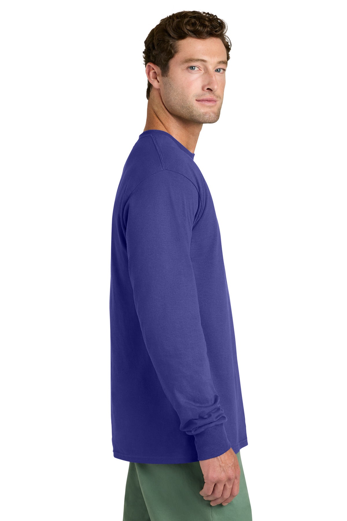 Purple Port & Co Long Sleeve Core Cotton Tee. PC54LS