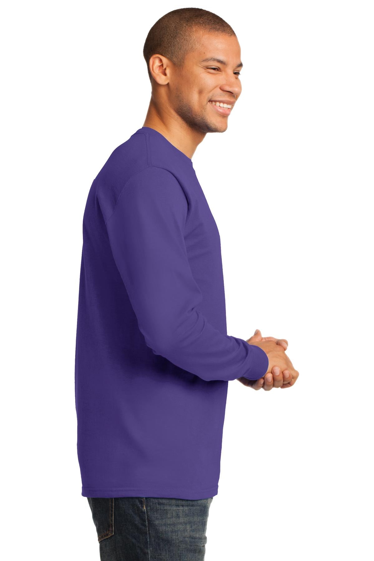 Purple Port & Co Long Sleeve Essential Tee. PC61LS