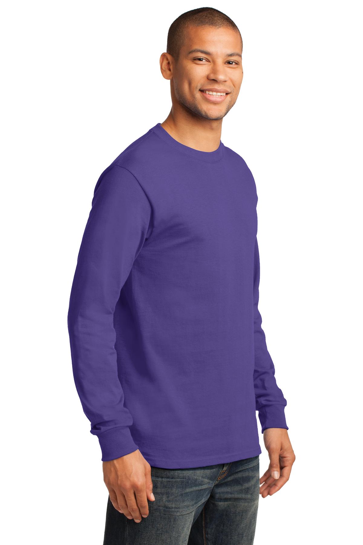 Purple Port & Co Long Sleeve Essential Tee. PC61LS