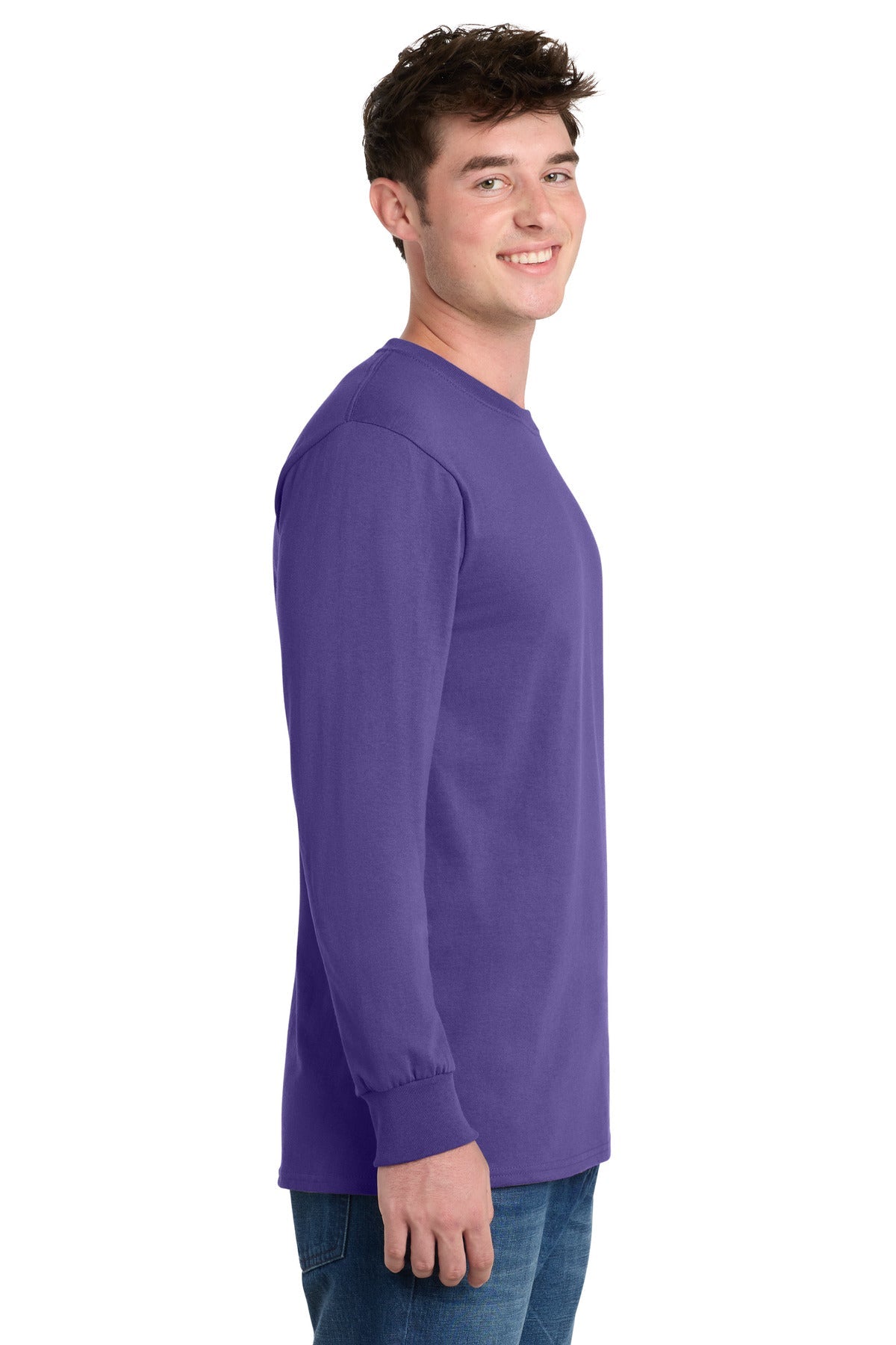 Purple Port & Co Long Sleeve Essential Tee. PC61LS