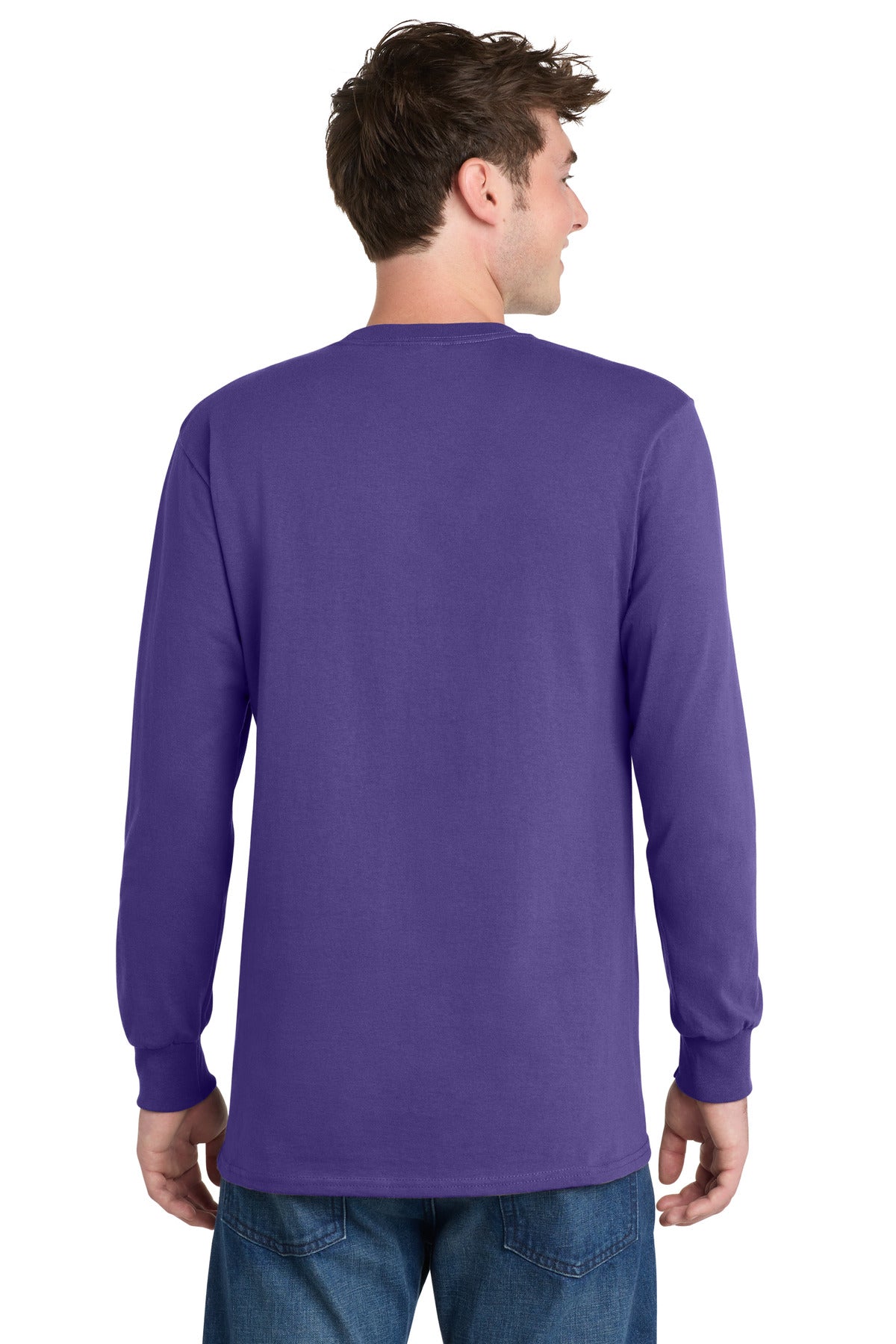 Purple Port & Co Long Sleeve Essential Tee. PC61LS