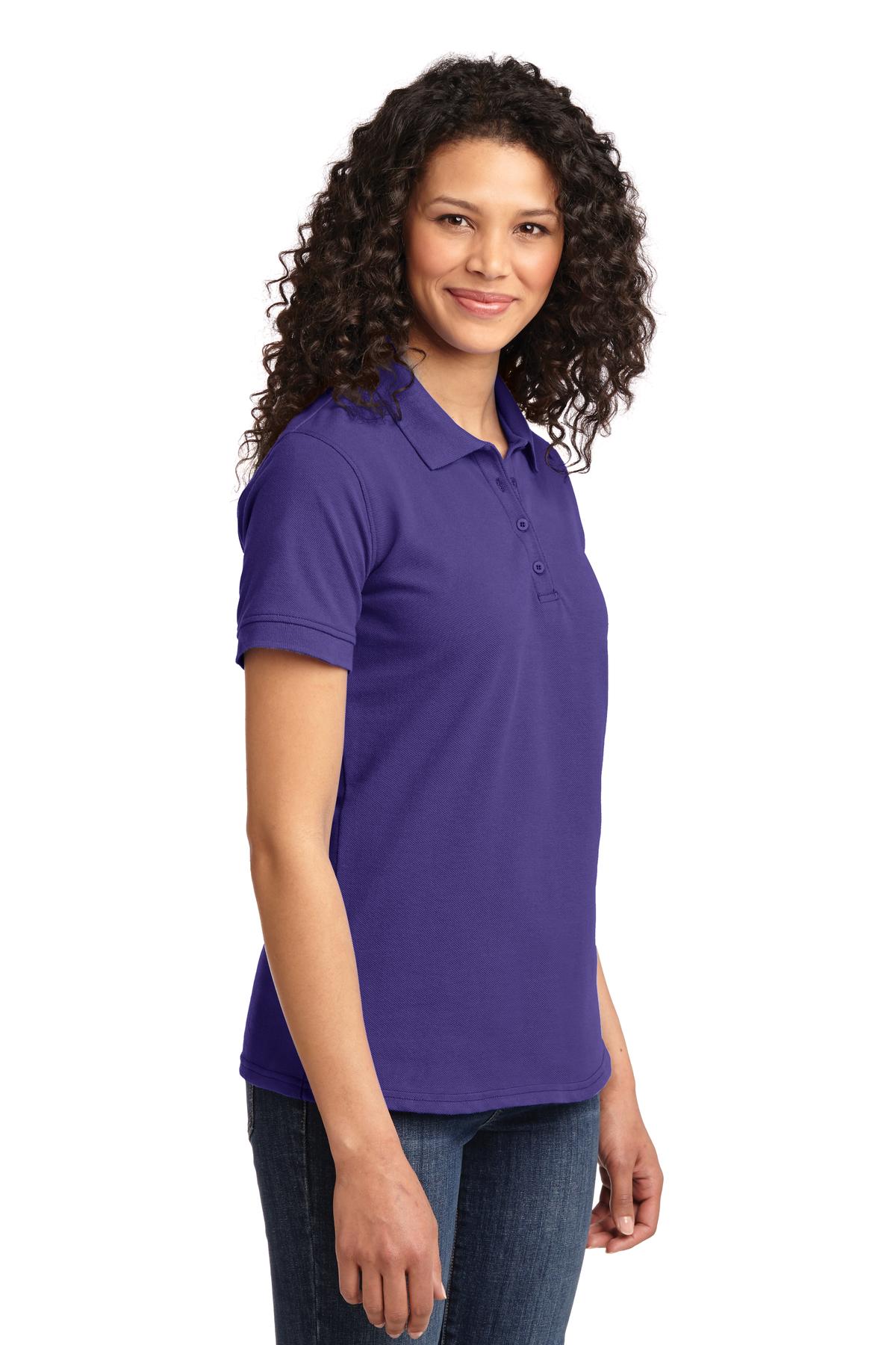 Purple Port & Co Women's Core Blend Pique Polo. LKP155