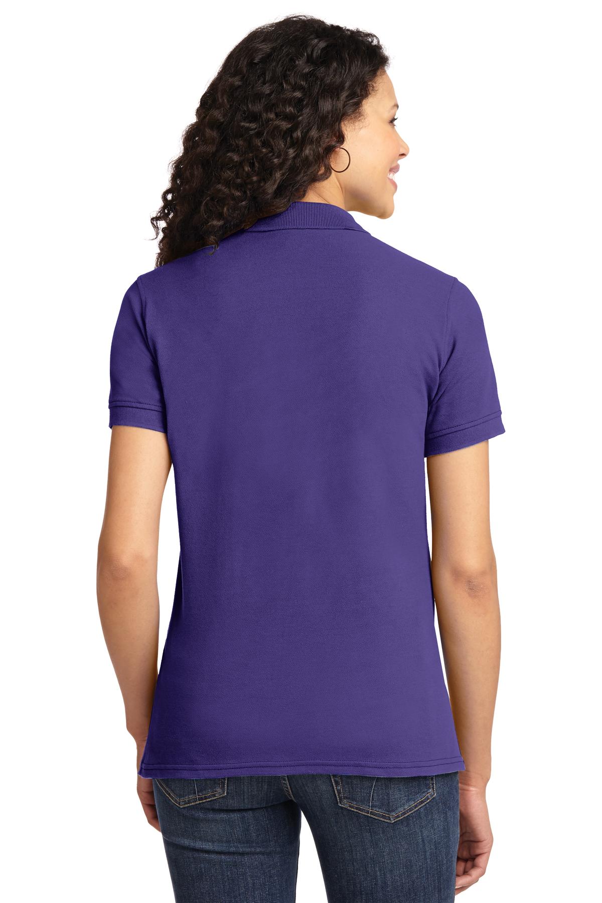 Purple Port & Co Women's Core Blend Pique Polo. LKP155