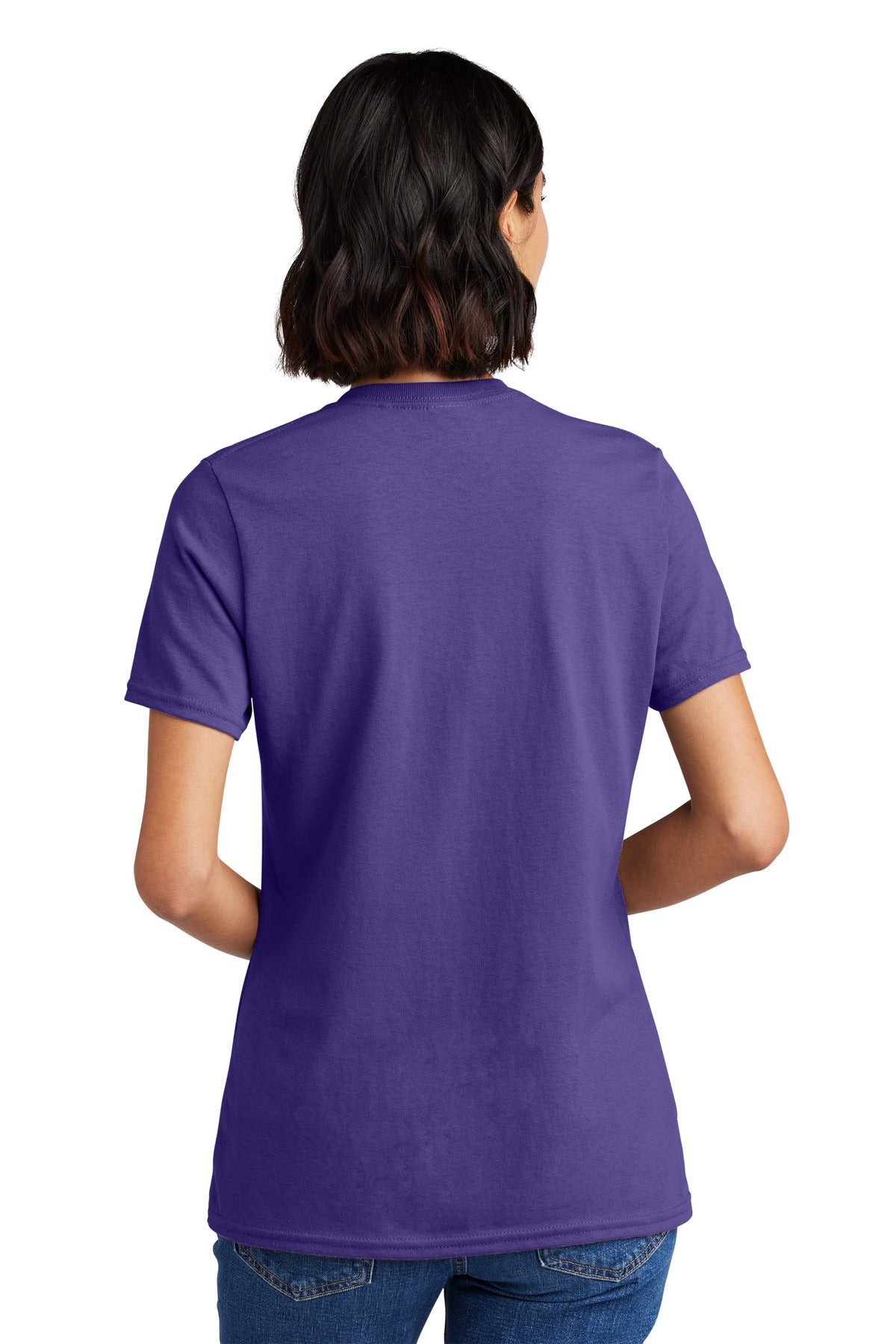 Purple Port & Co Women's Core Cotton V-Neck Tee. LPC54V
