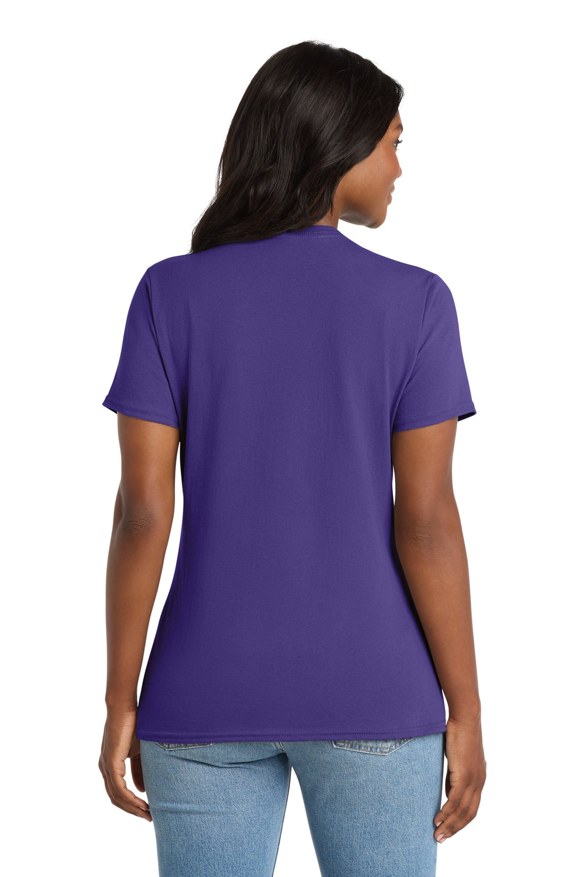 Purple Port & Co Women's Core Cotton V-Neck Tee. LPC54V