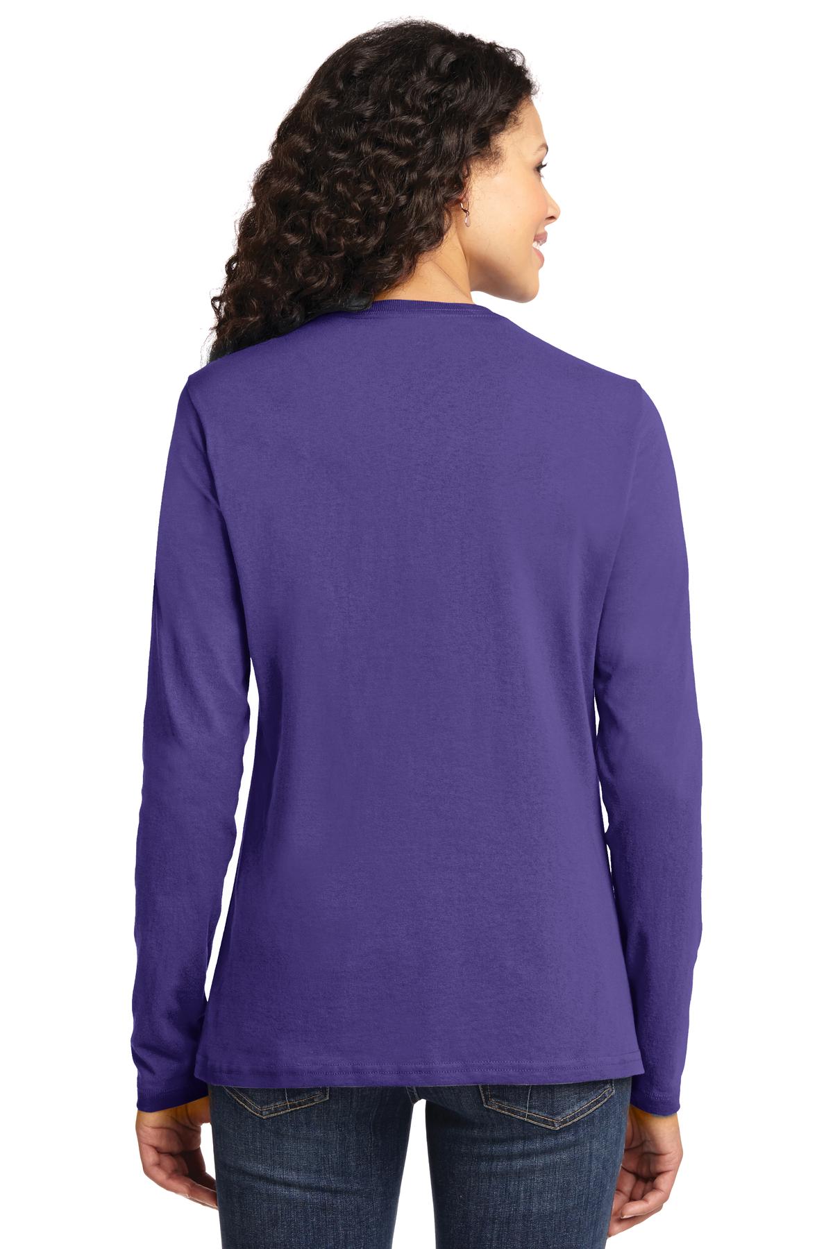 Purple Port & Co Women's Long Sleeve Core Cotton Tee. LPC54LS