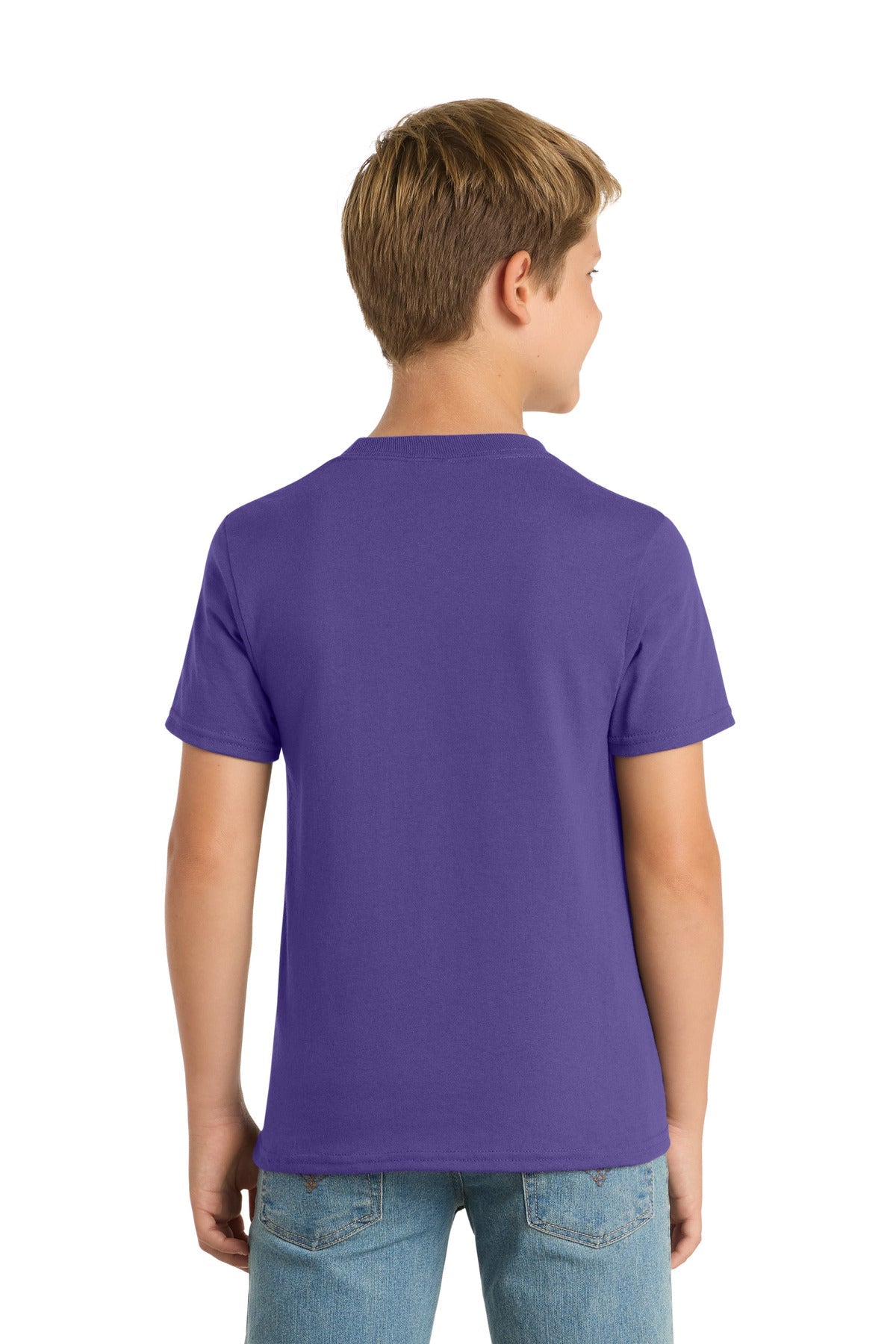 Purple Port & Co Youth Core Blend Tee. PC55Y