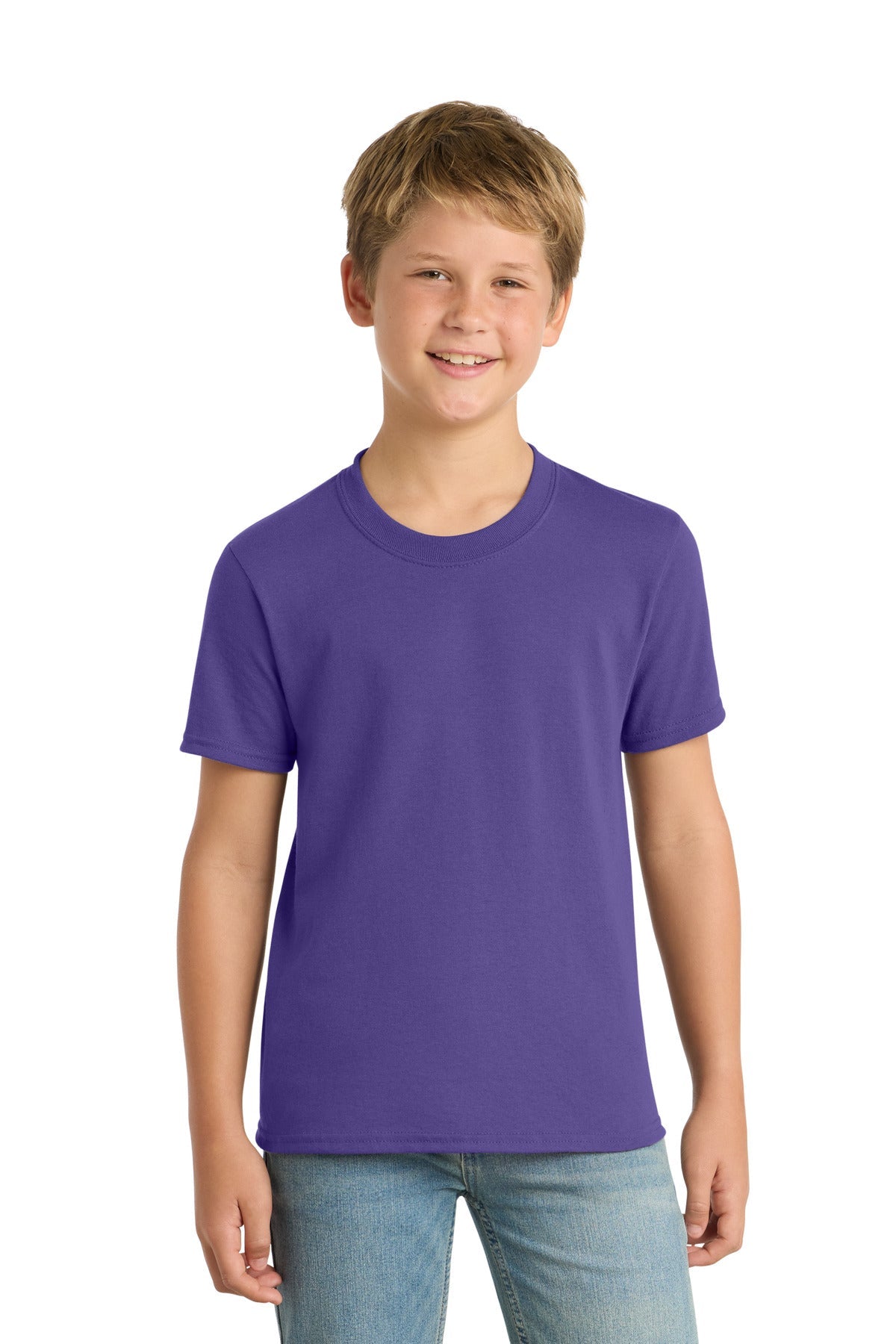 Purple Port & Co Youth Core Blend Tee. PC55Y