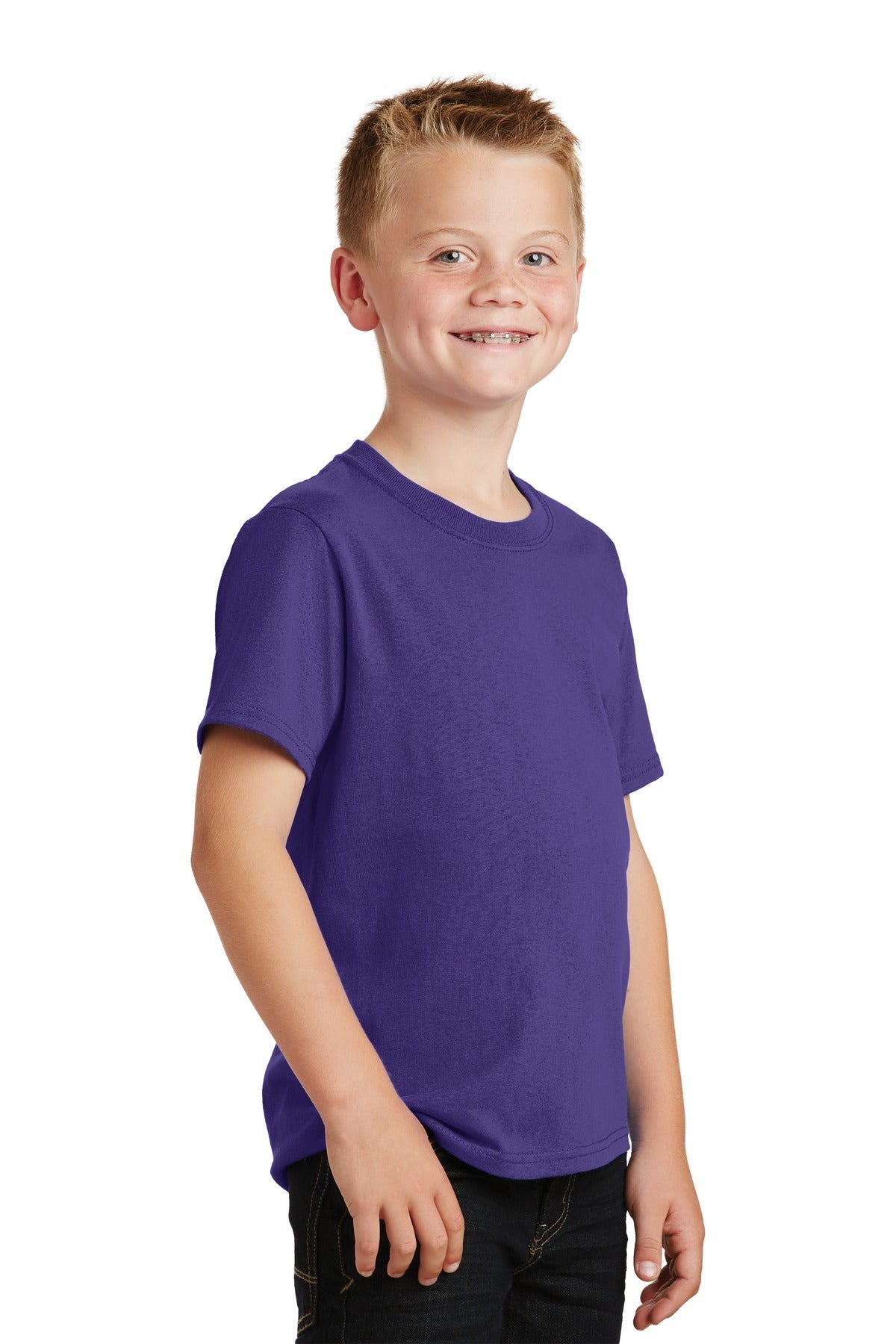 Purple Port & Co Youth Core Cotton Tee. PC54Y