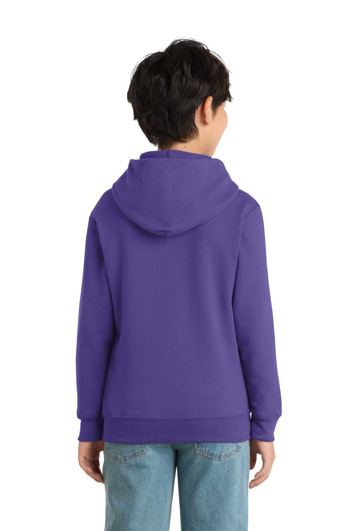 Purple Port & Co Youth Core Fleece Pullover Hooded Sweatshirt. PC90YH