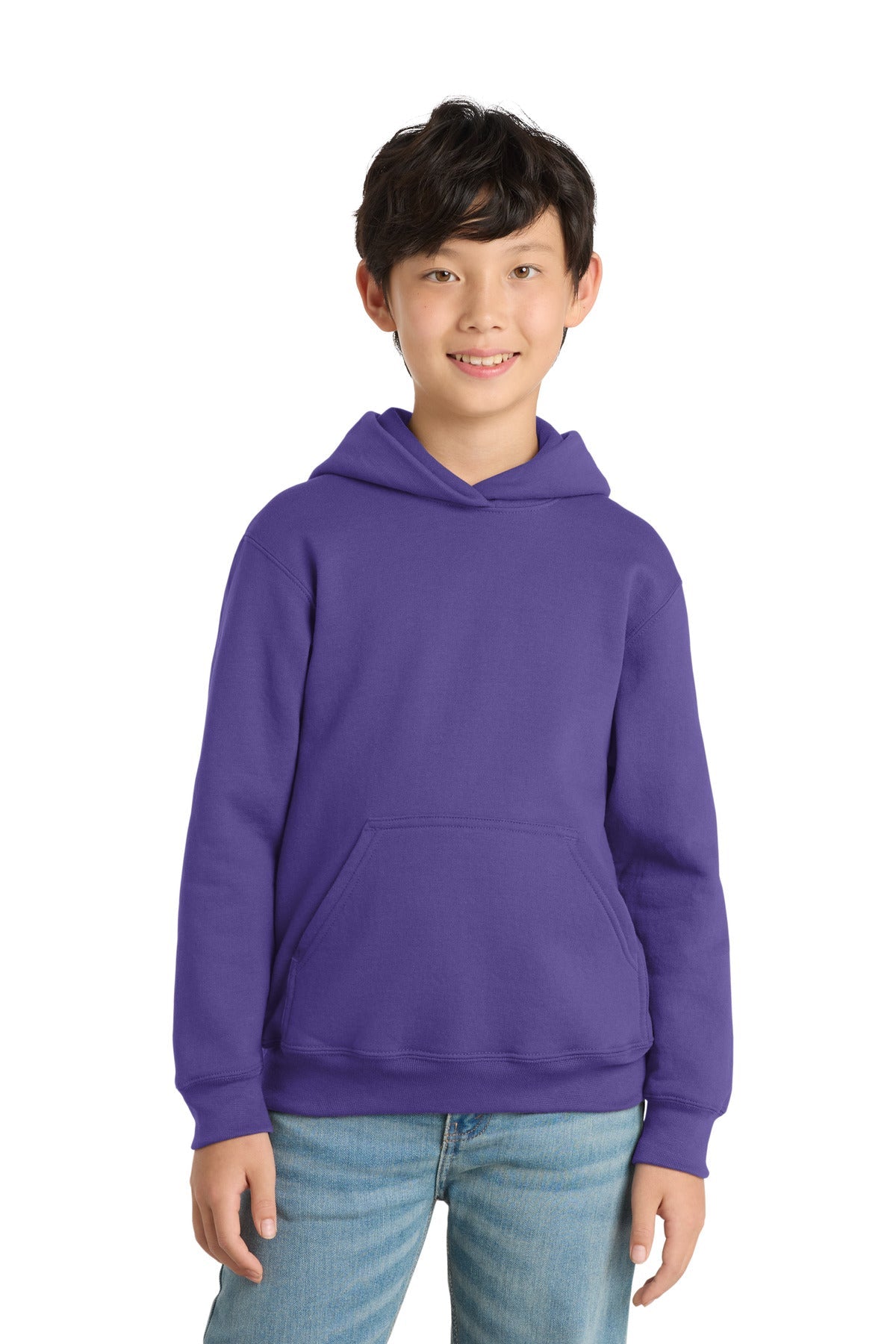 Purple Port & Co Youth Core Fleece Pullover Hooded Sweatshirt. PC90YH