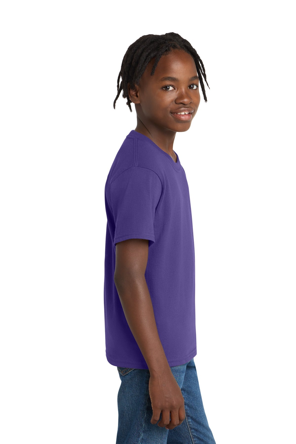 Purple Port & Co Youth Essential Tee. PC61Y