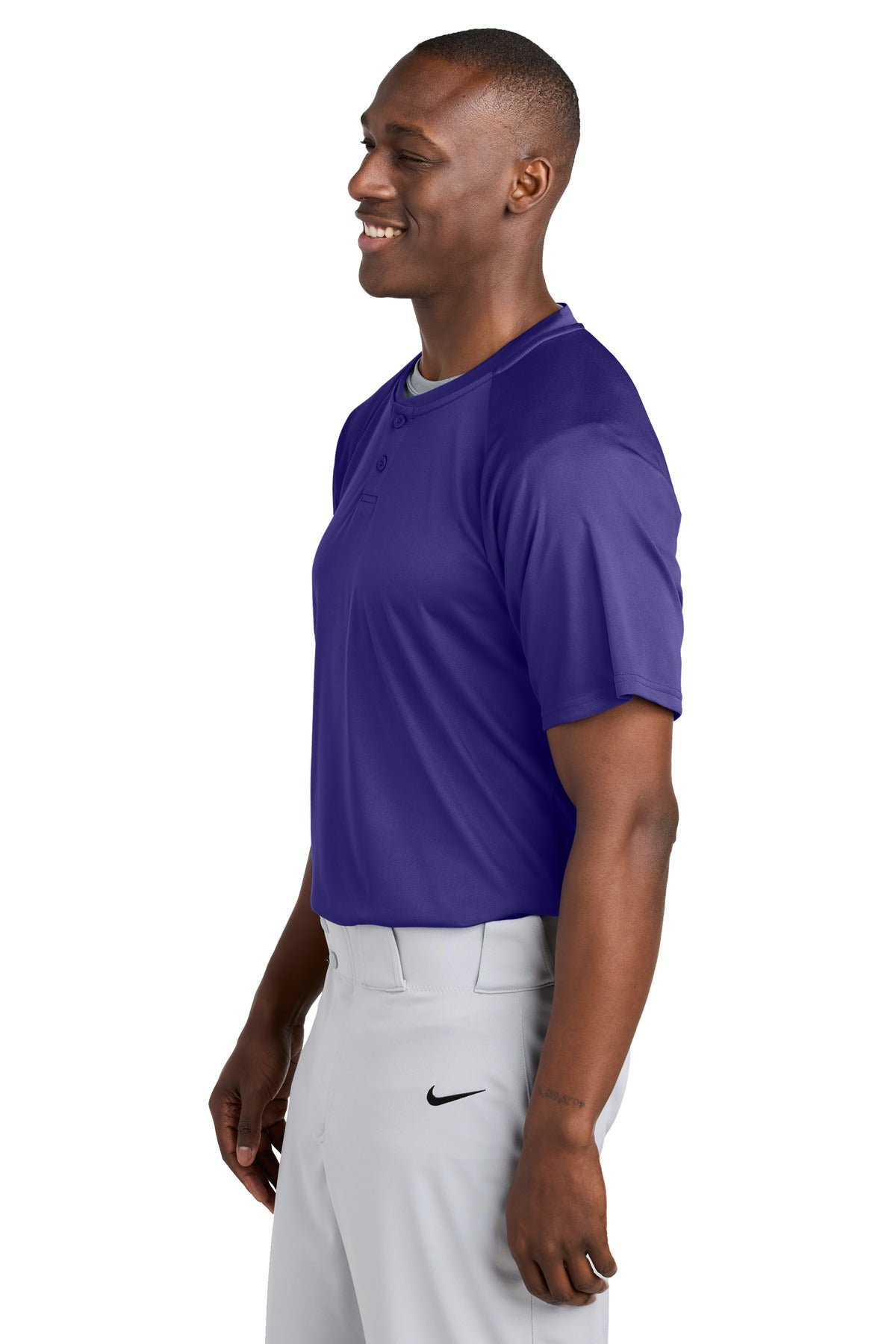 Purple Sport-Tek PosiCharge Competitor 2-Button Henley ST359