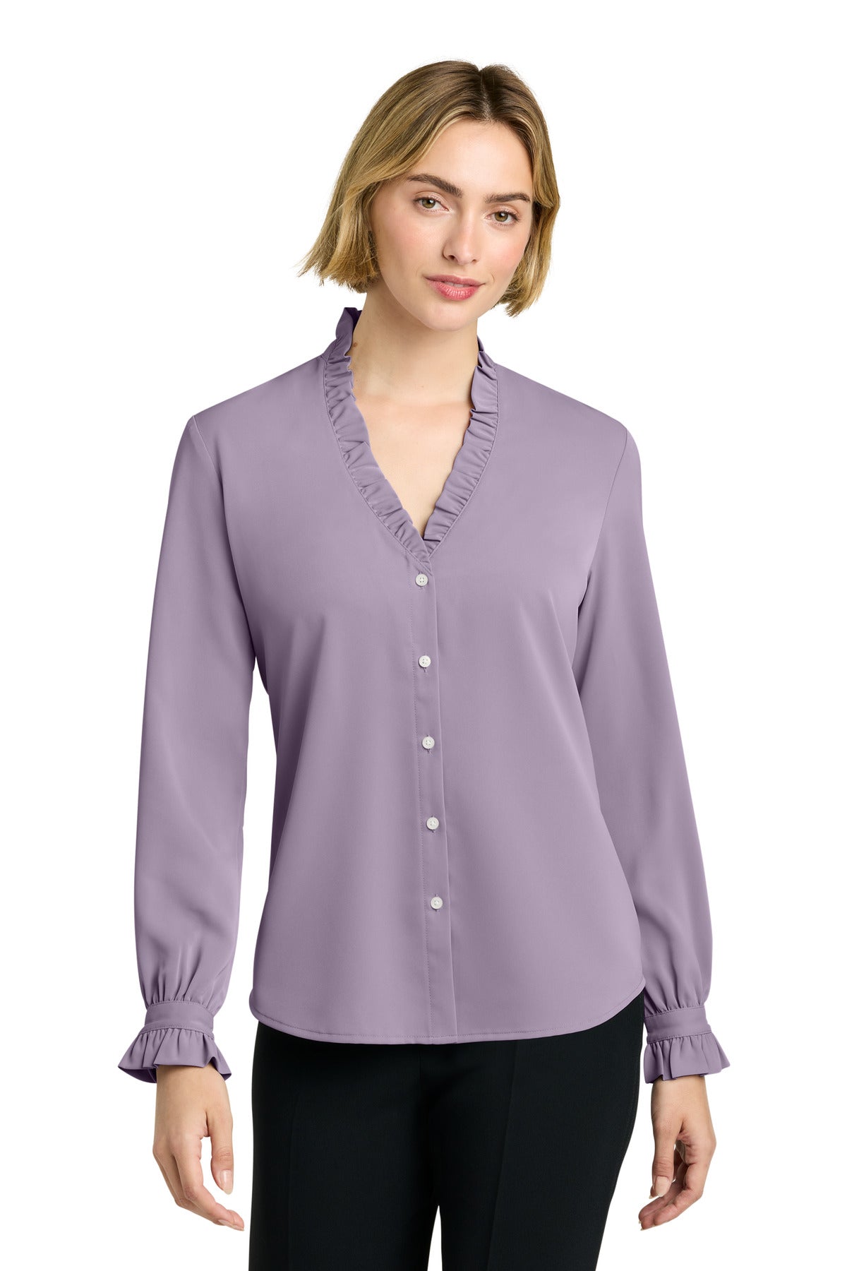 PurpleAsh Brooks Brothers Women's Long Sleeve Ruffle Collar Blouse BB18011