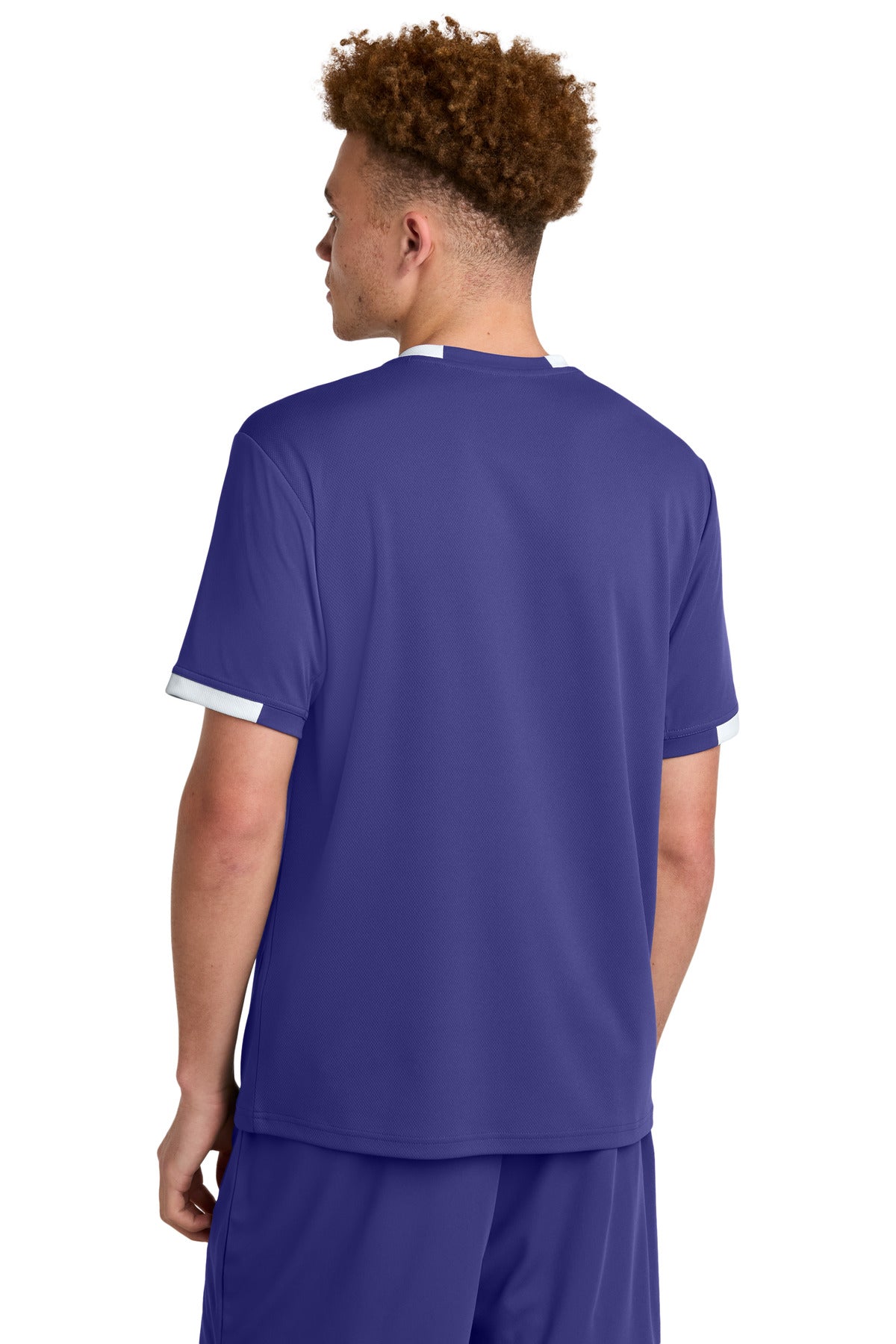 Purple/Wh Sport-Tek Club Short Sleeve Crew ST440