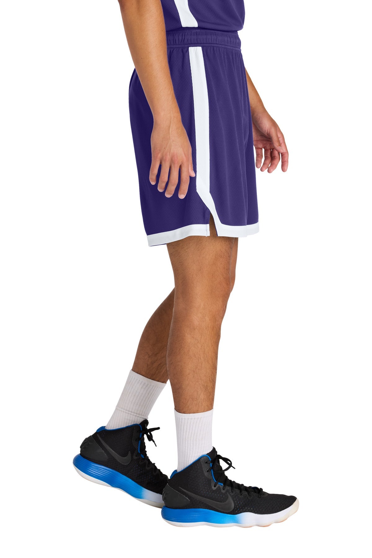 Purple/Wh Sport-Tek Rival Basketball 7"Short ST901