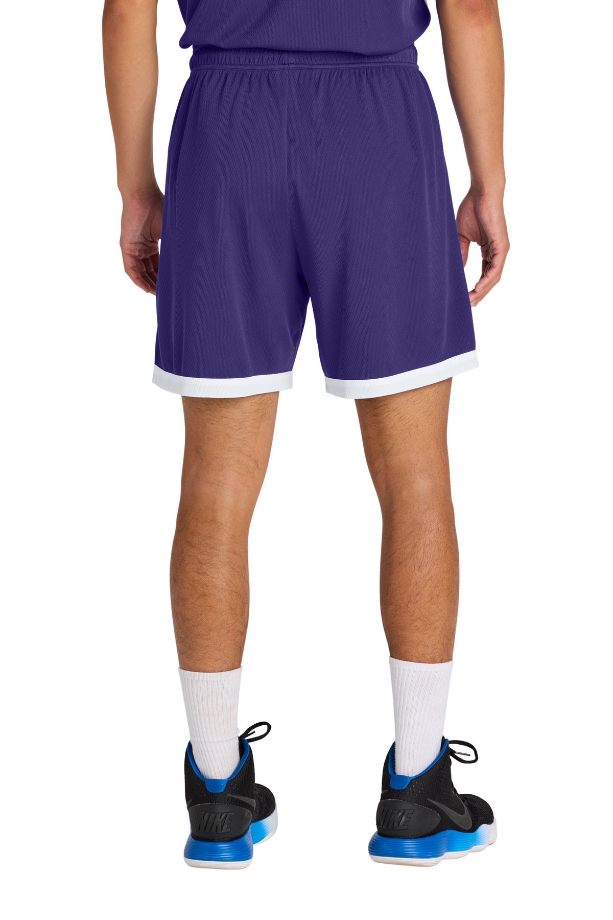Purple/Wh Sport-Tek Rival Basketball 7"Short ST901